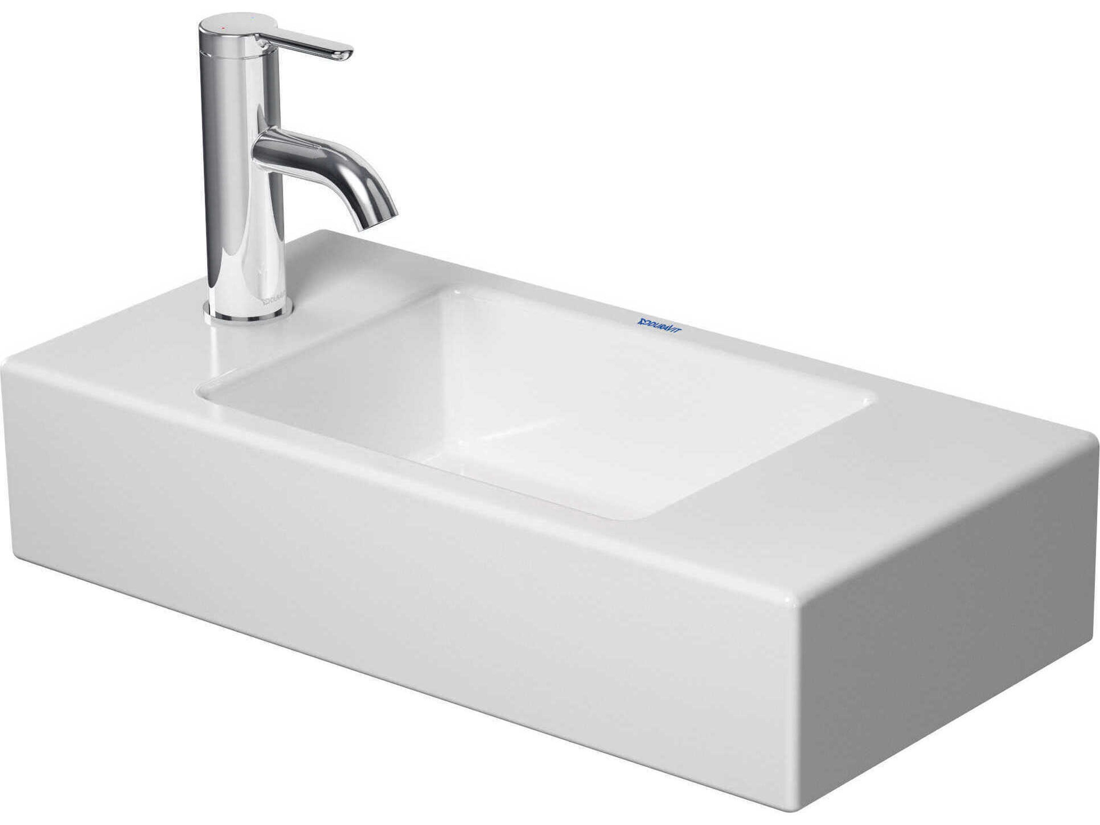 Vero 20'' Ceramic White High Gloss Hand Sink with 1 Left Side Faucet Hole