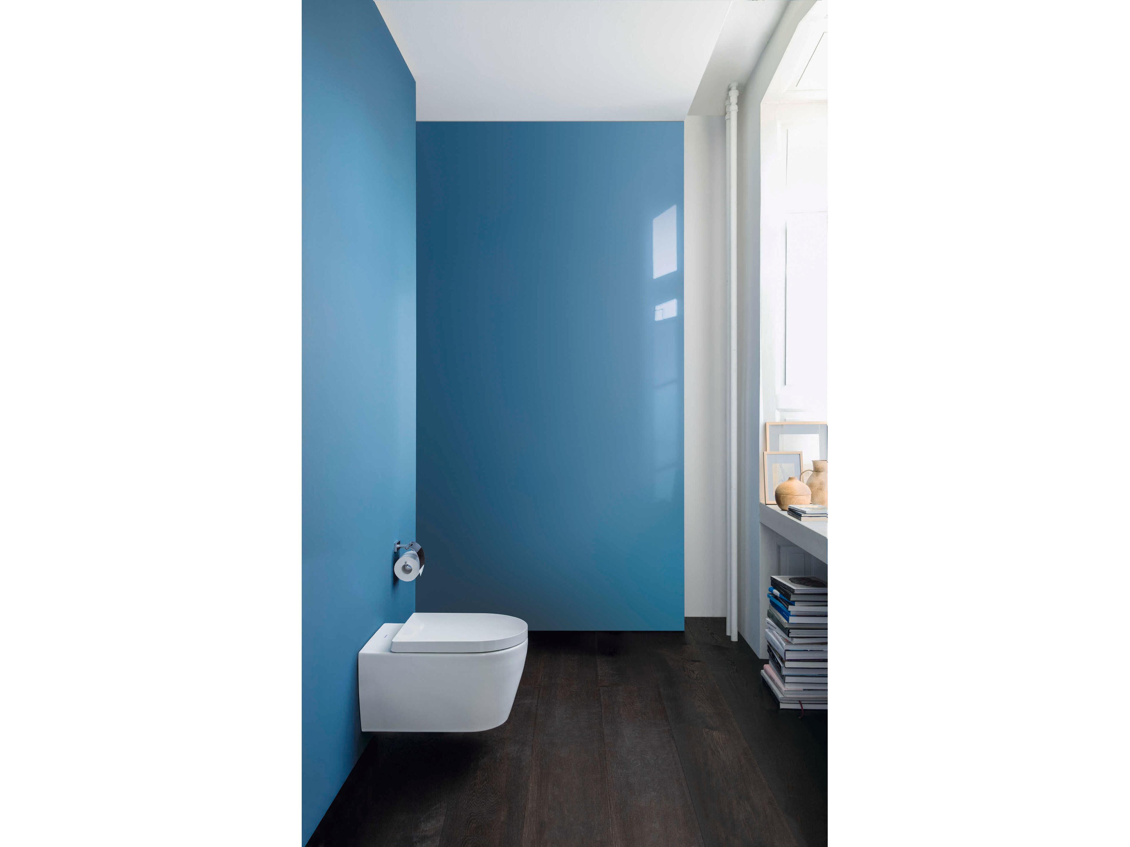 Duravit Me By Starck 14'' Ceramic White Satin Matt Wall-Mounted Toilet - 1.27 GPF - HygieneGlaze