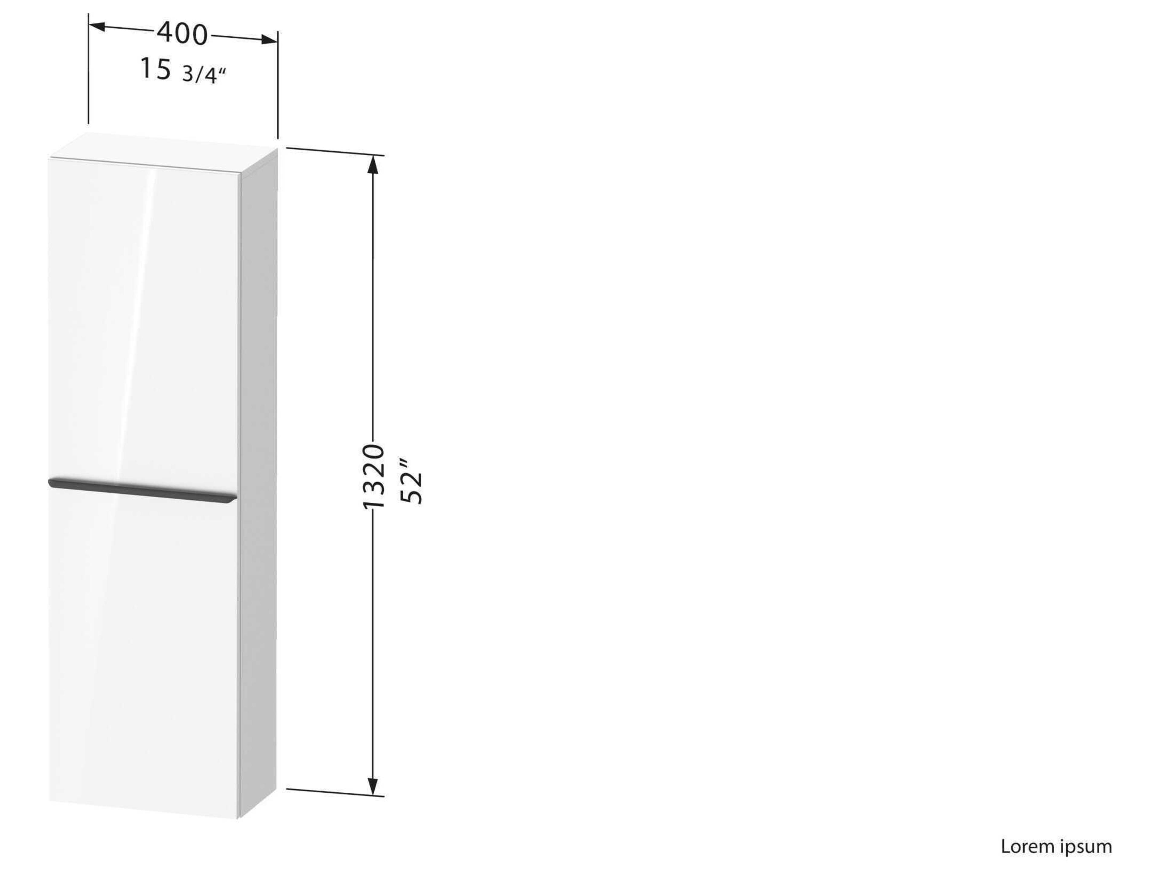 Duravit D-neo 16'' Graphite Matt Semi Tall Cabinet - Left-Hinged Door