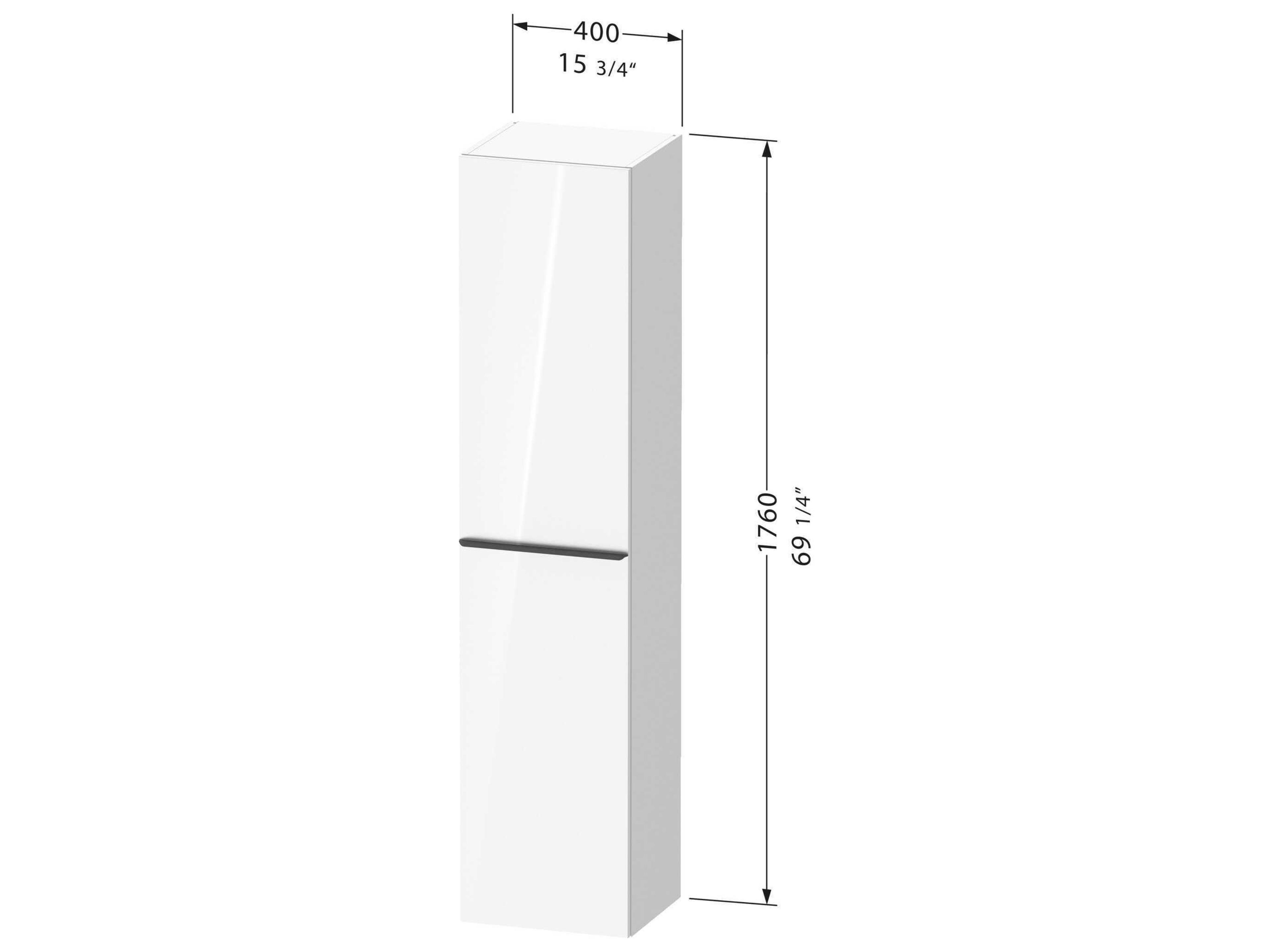 Duravit D-neo 16'' Black Oak Matt Semi Tall Cabinet - Right-Hinged Door