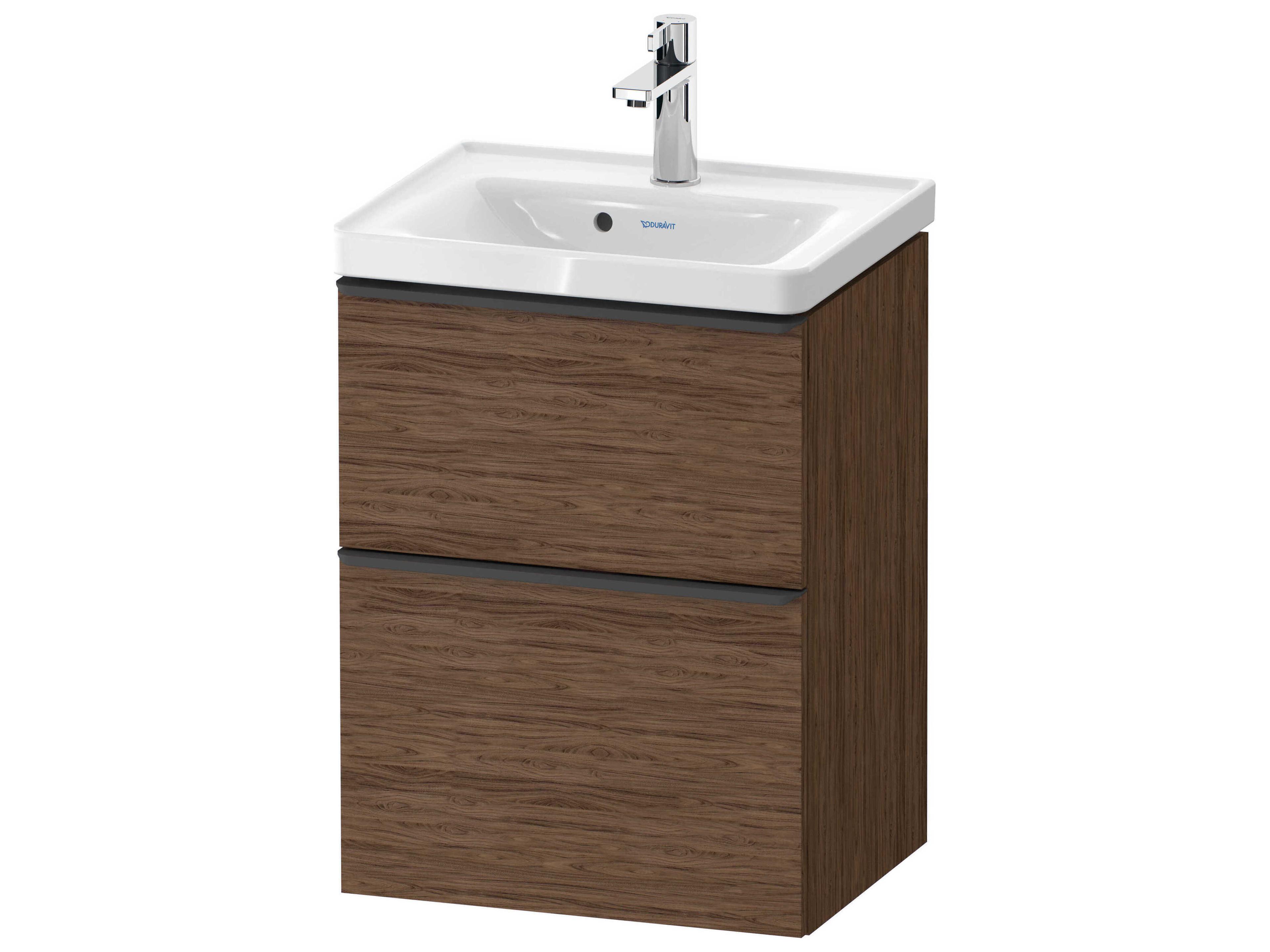 D-neo 19'' Walnut (dark) Matt 2- Drawers Wall Mount Vanity