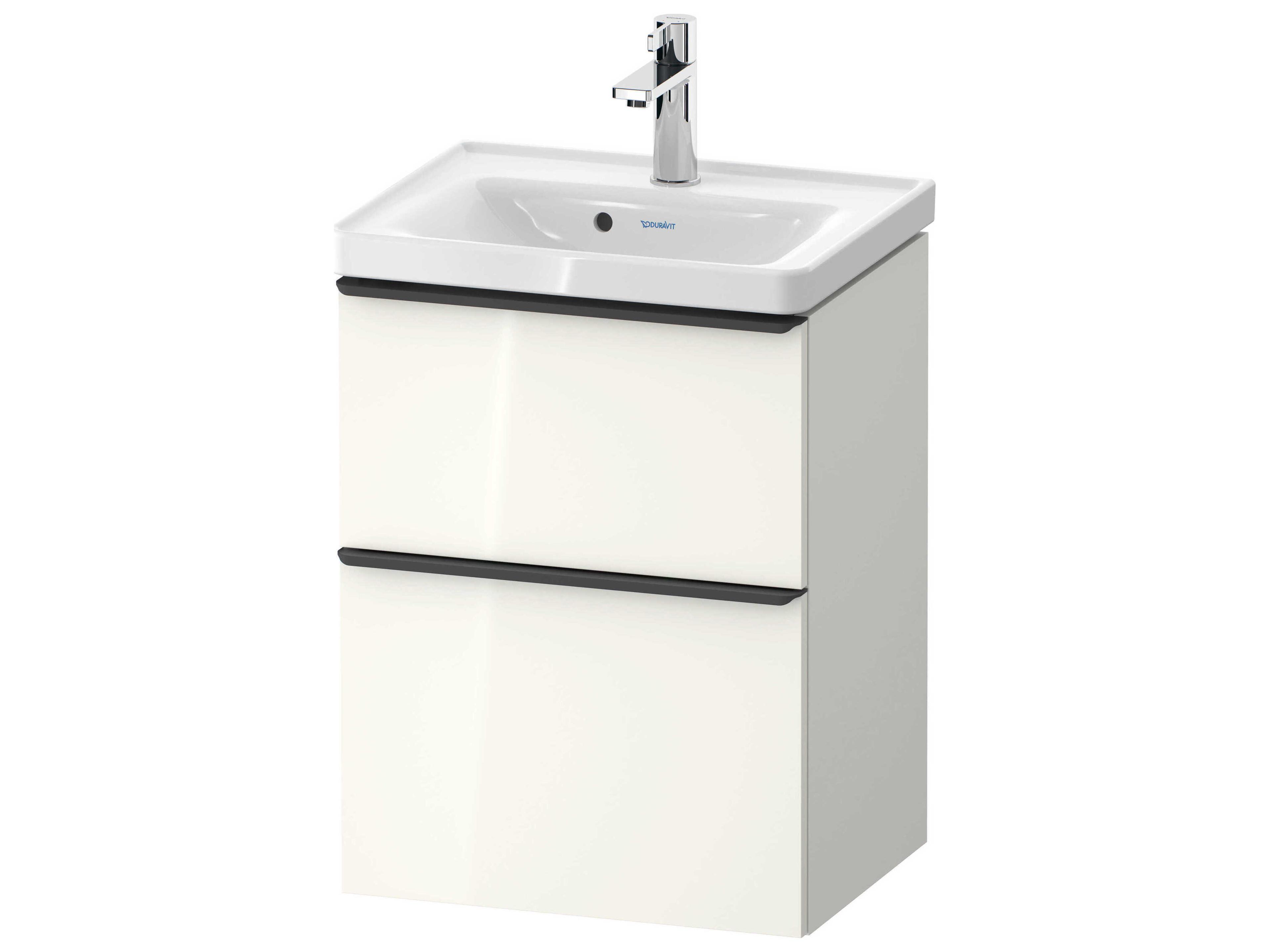 D-neo 19'' White High Gloss 2-Drawers Wall Mount Vanity