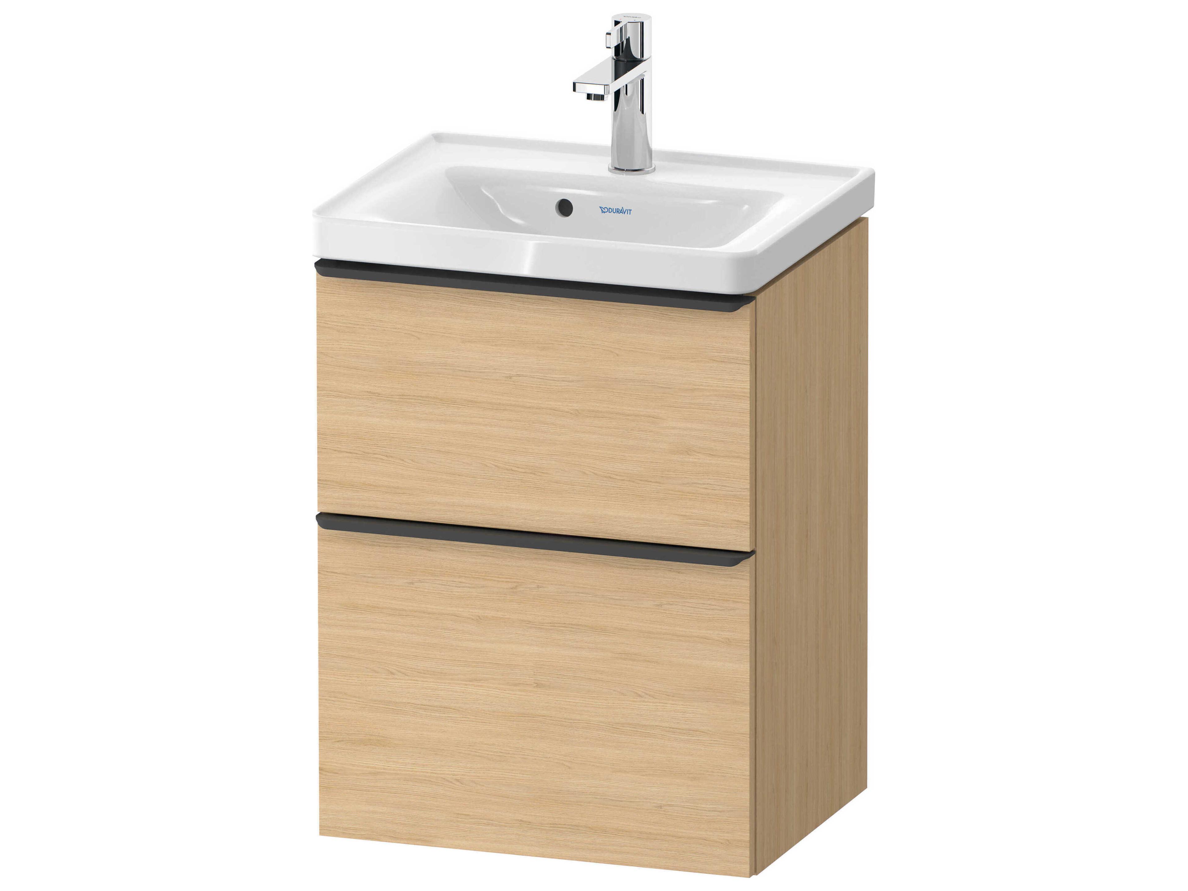D-neo 19'' Natural Oak Matt 2-Drawers Wall Mount Vanity
