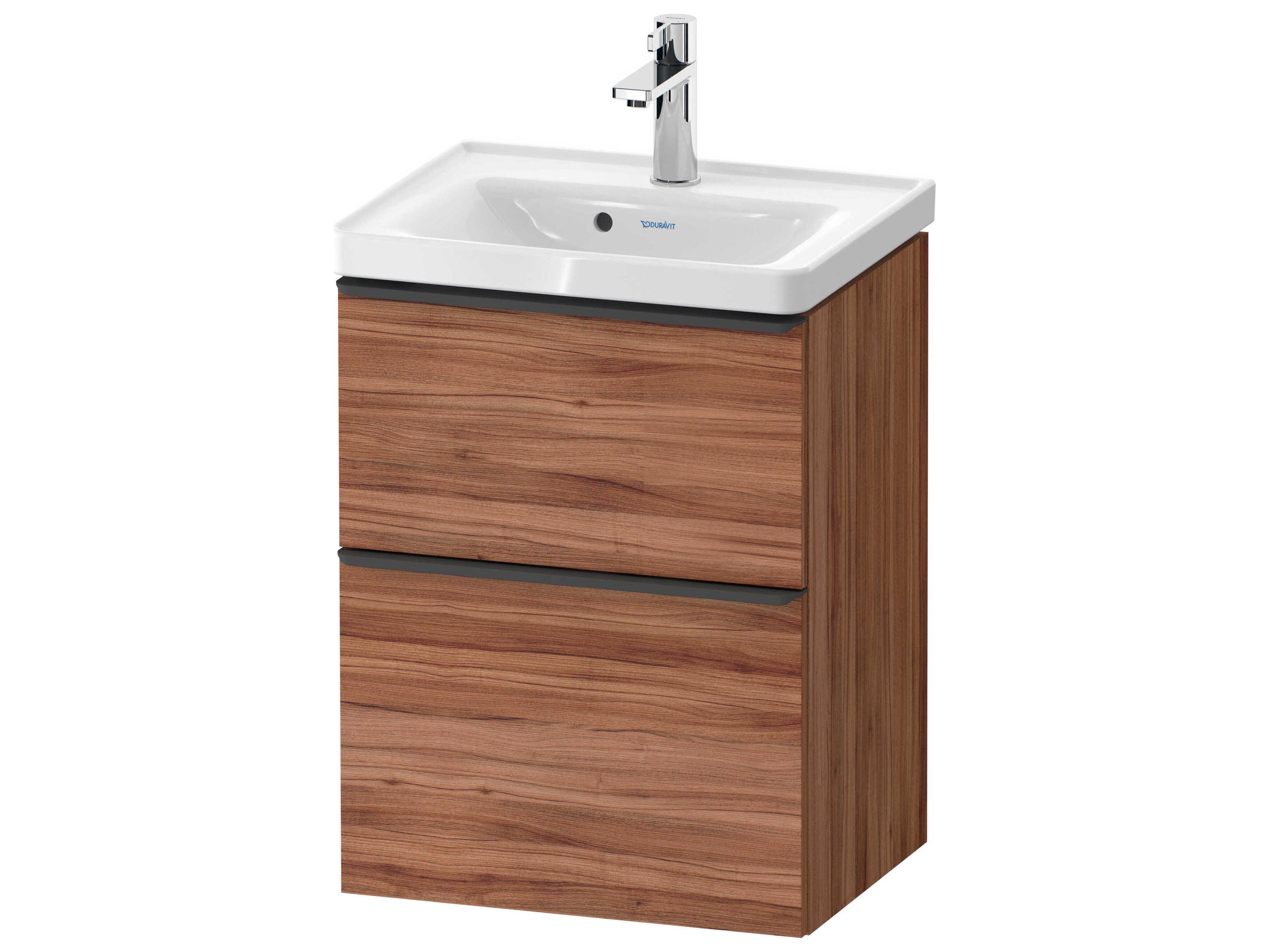 D-neo 19'' Walnut Matt 2-Drawers Wall Mount Vanity