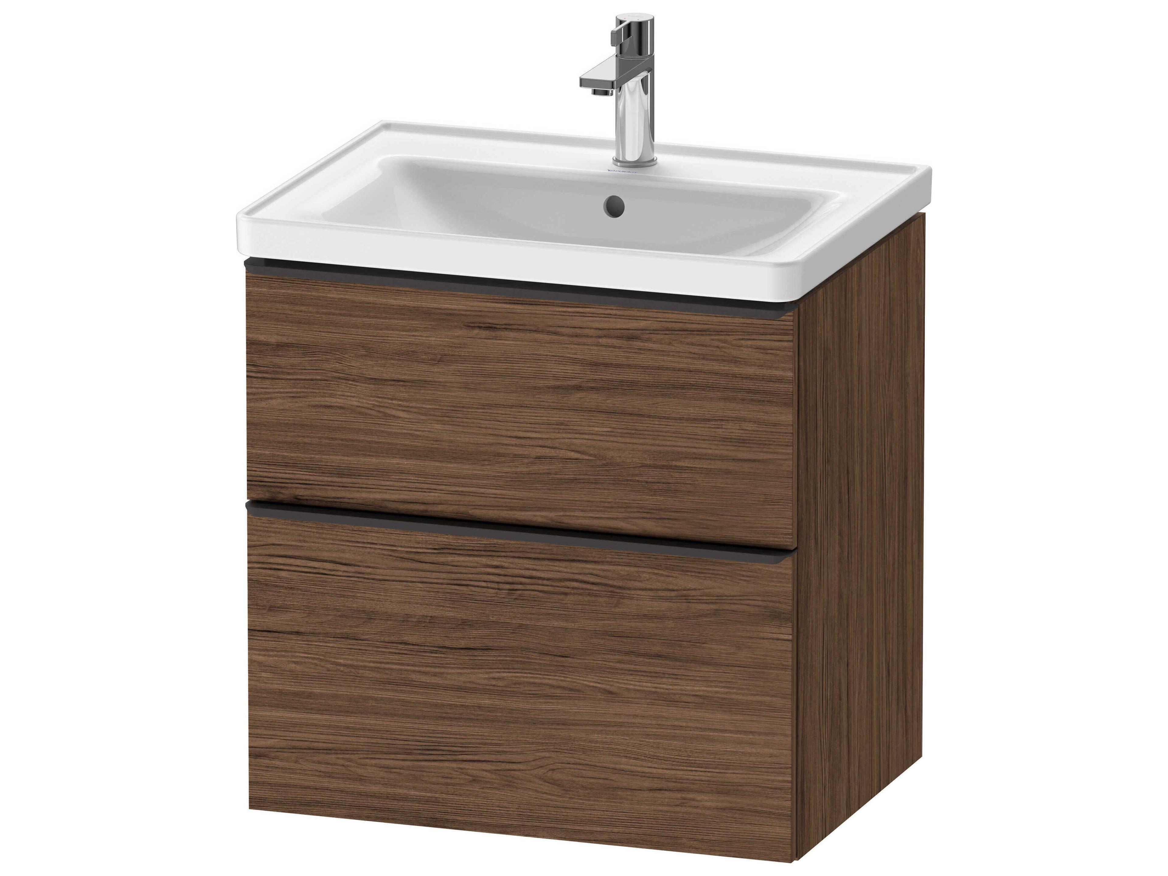 D-neo 25'' Walnut (dark) Matt 2-Drawers Wall Mount Vanity