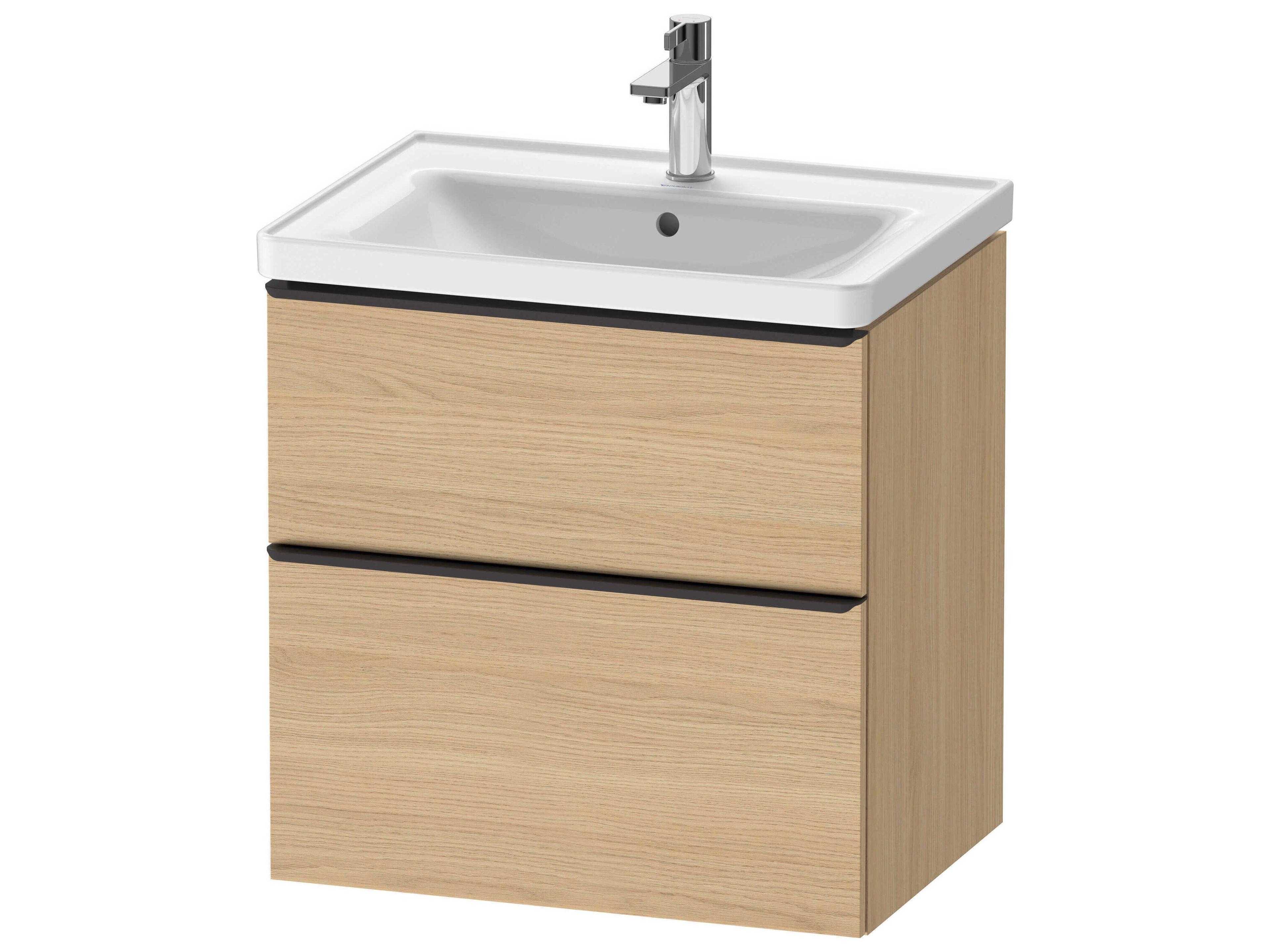 D-neo 25'' Natural Oak Matt 2-Drawers Wall Mount Vanity