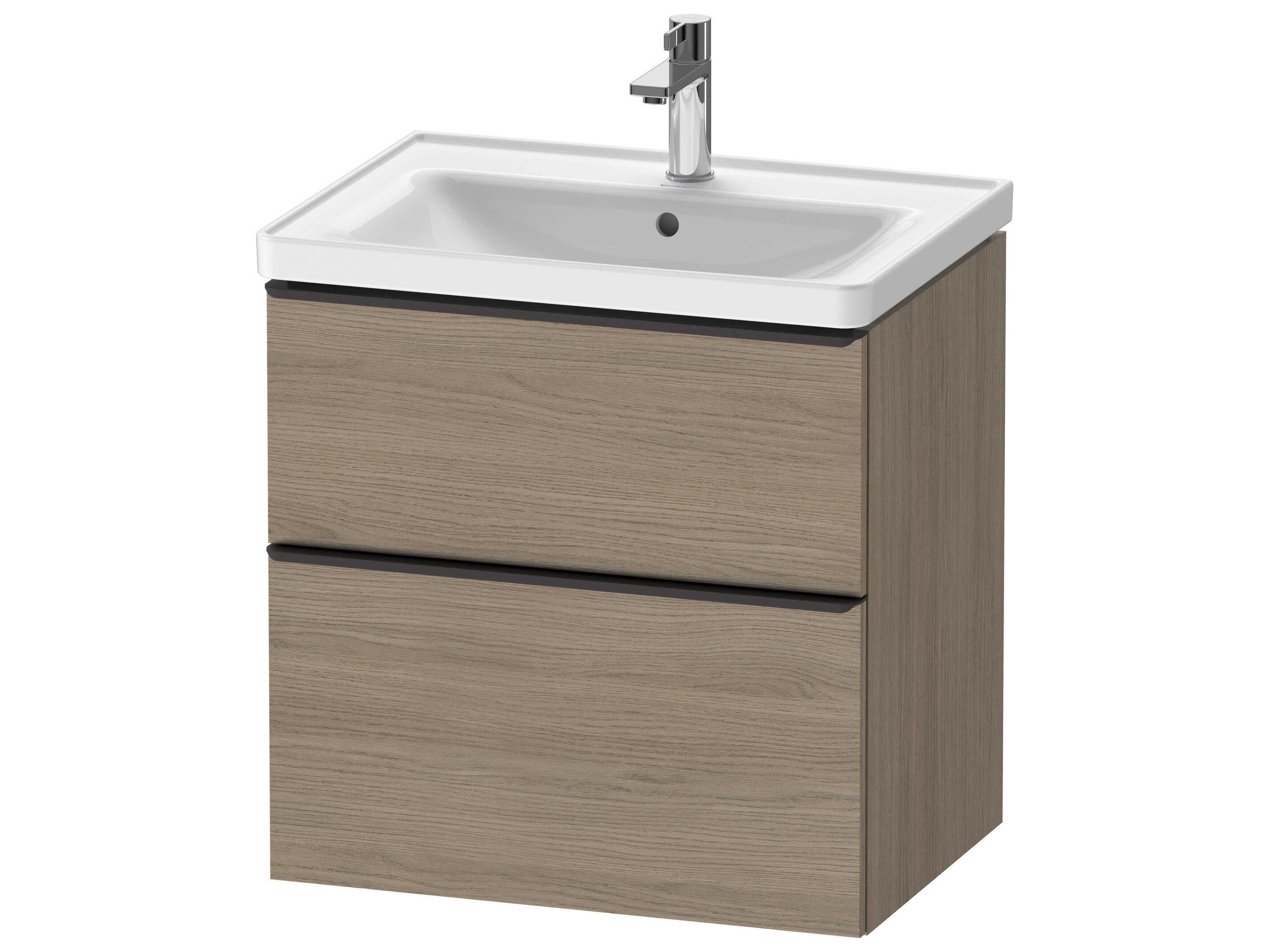 D-neo 25'' Oak (Terra) Matt 2-Drawers Wall Mount Vanity