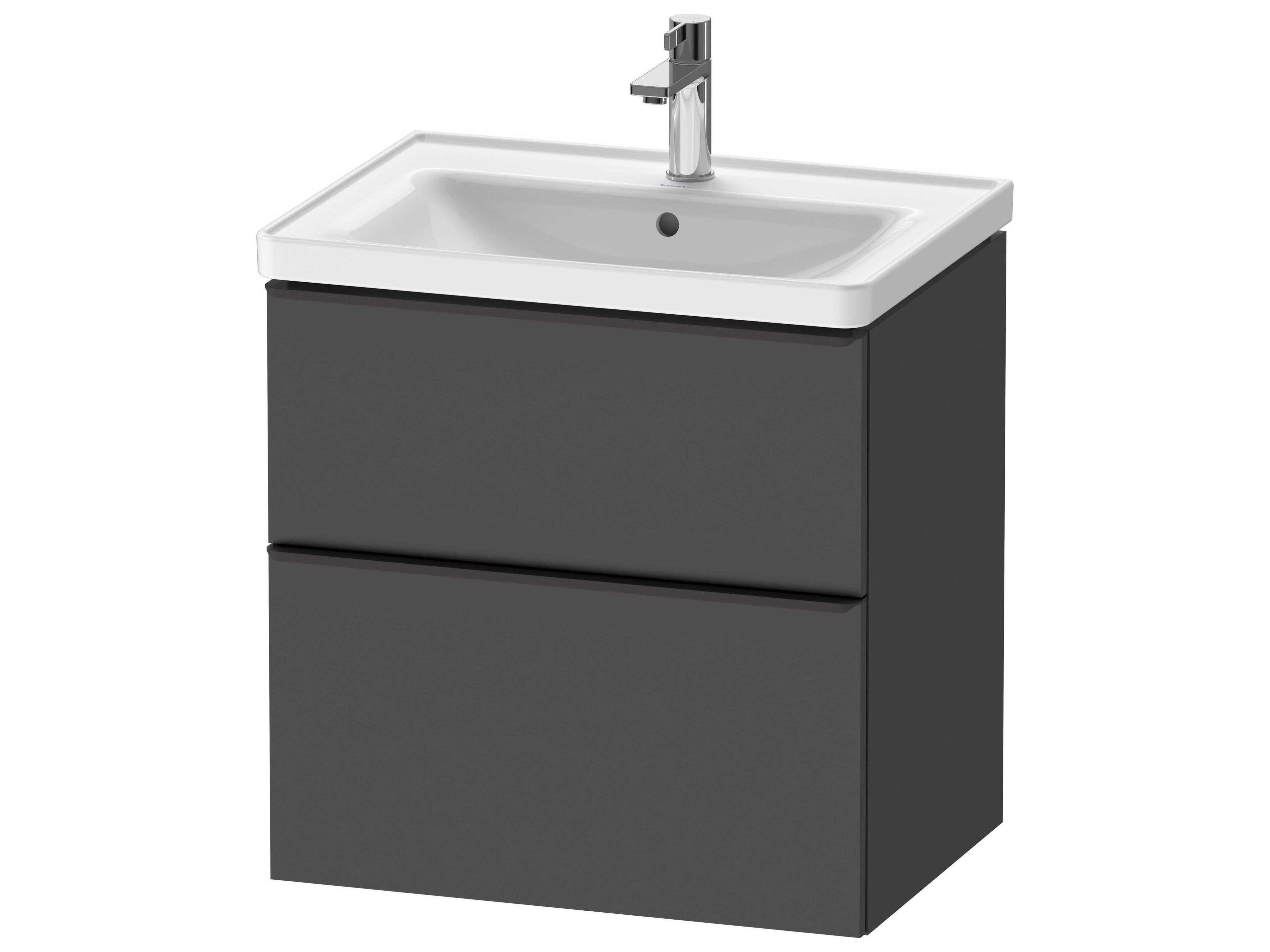 D-neo 25'' Graphite Matt 2-Drawers Wall Mount Vanity