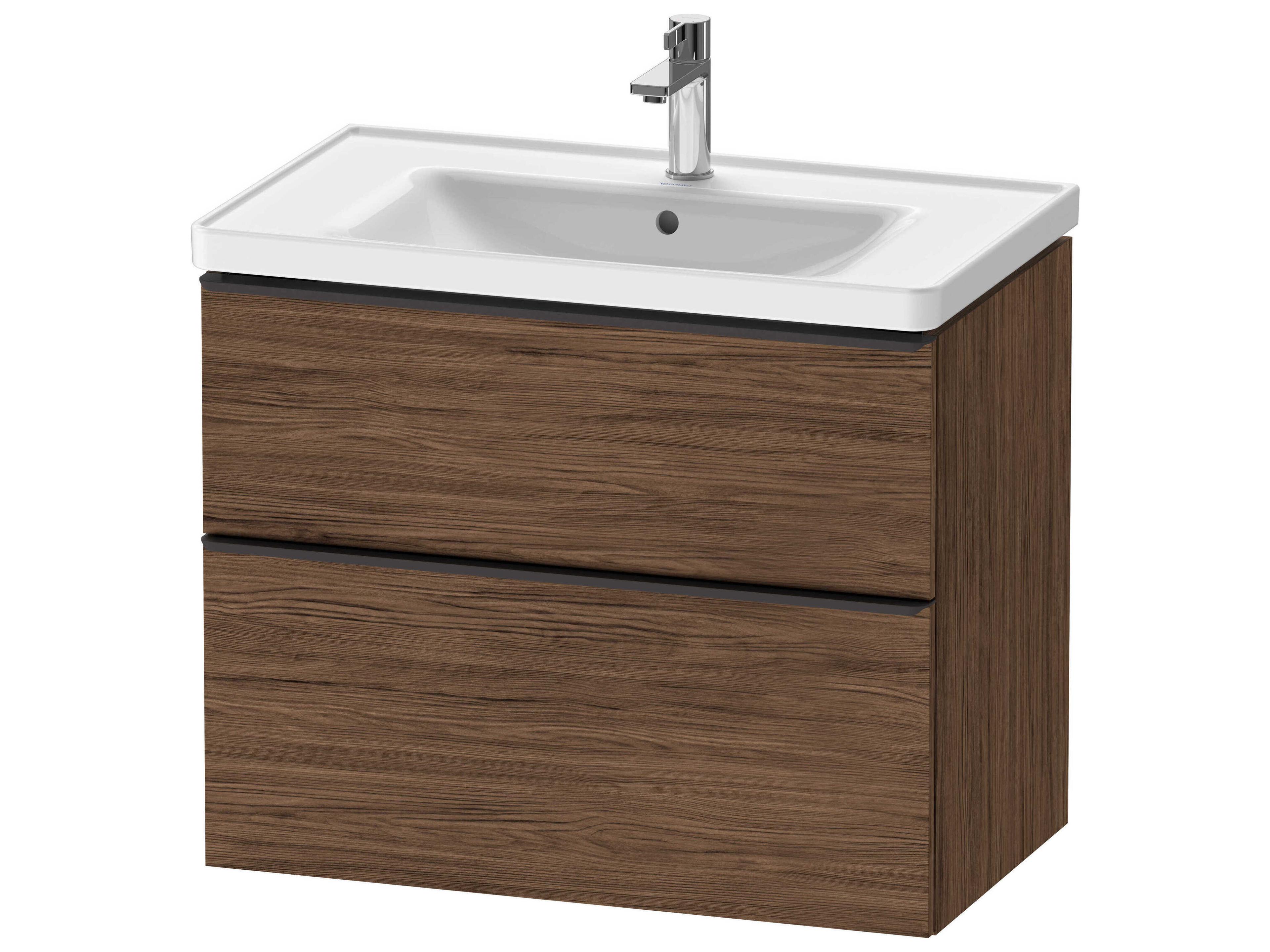 D-neo 31'' Walnut (dark) Matt 2-Drawers Wall Mount Vanity