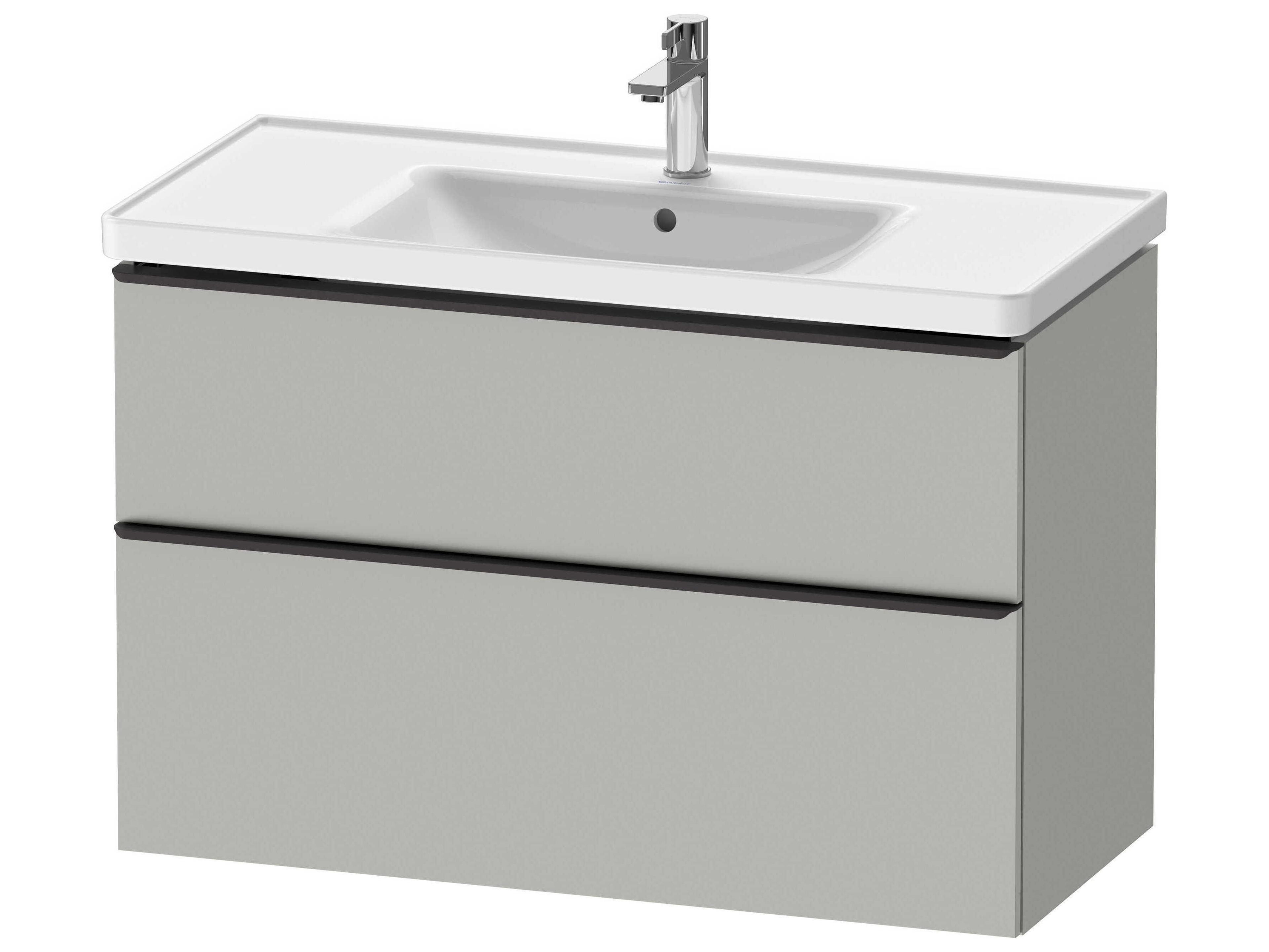 D-neo 39'' Concrete Gray Matt 2-Drawers Wall Mount Vanity