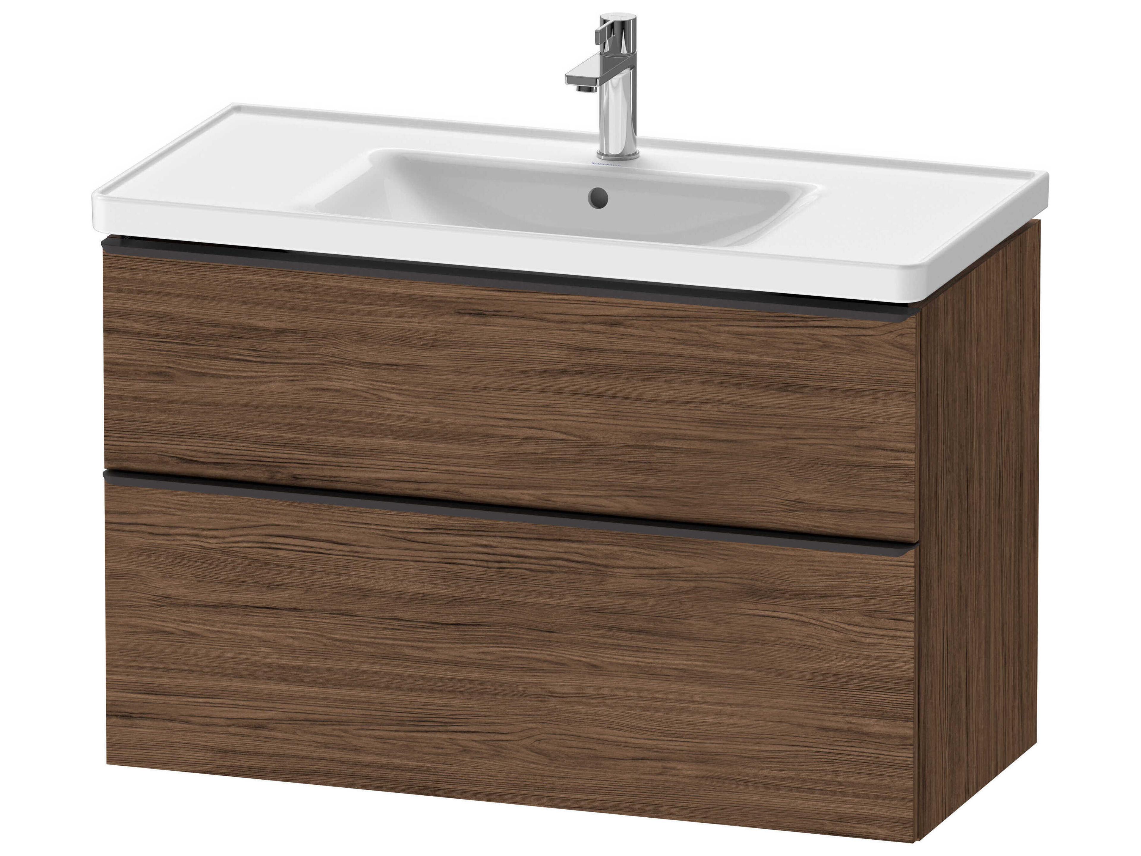 D-neo 39'' Walnut (dark) Matt 2-Drawers Wall Mount Vanity