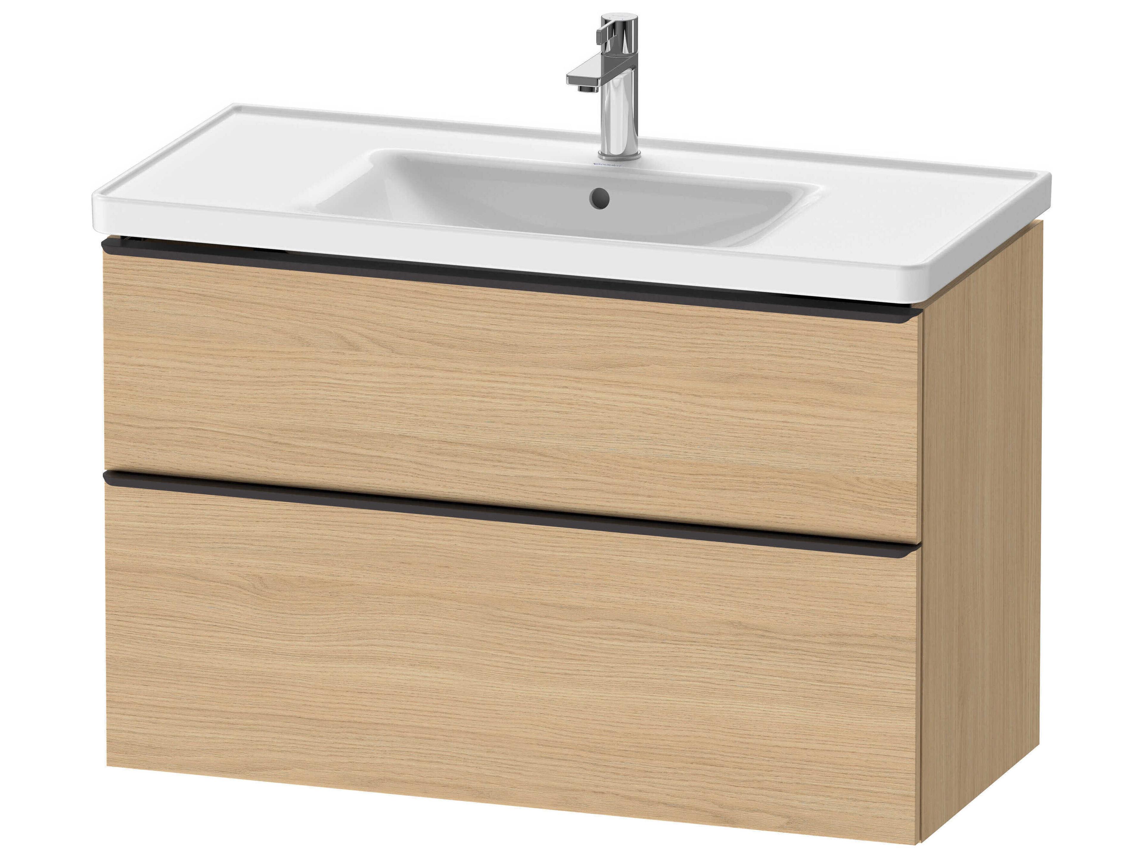 D-neo 39'' Natural Oak Matt 2-Drawers Wall Mount Vanity