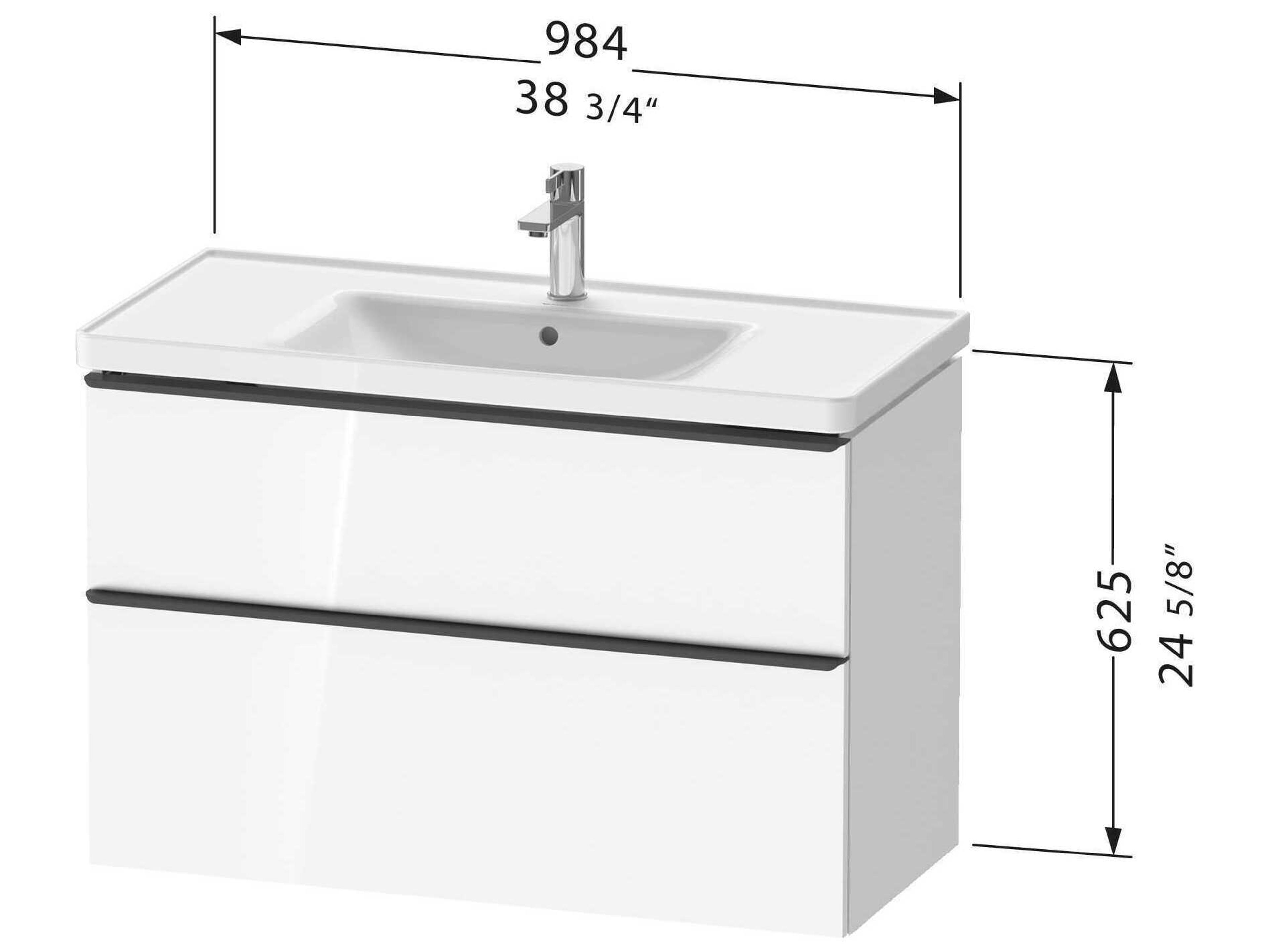 Duravit D-neo 39'' Natural Oak Matt 2-Drawers Wall Mount Vanity