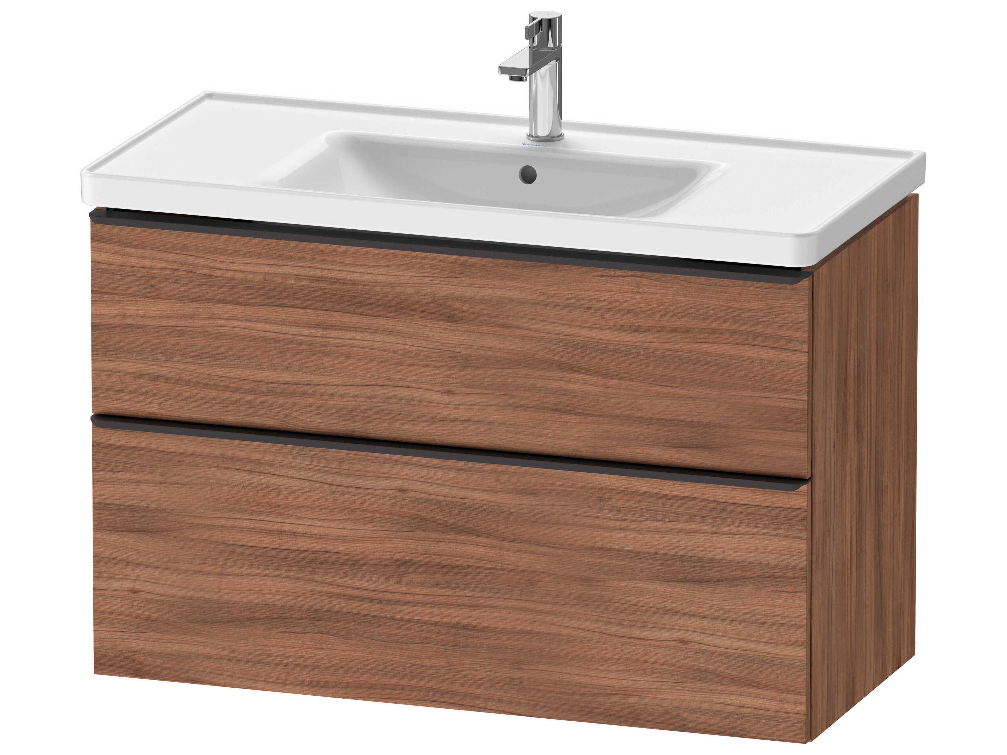 D-neo 39'' Walnut Matt 2-Drawers Wall Mount Vanity
