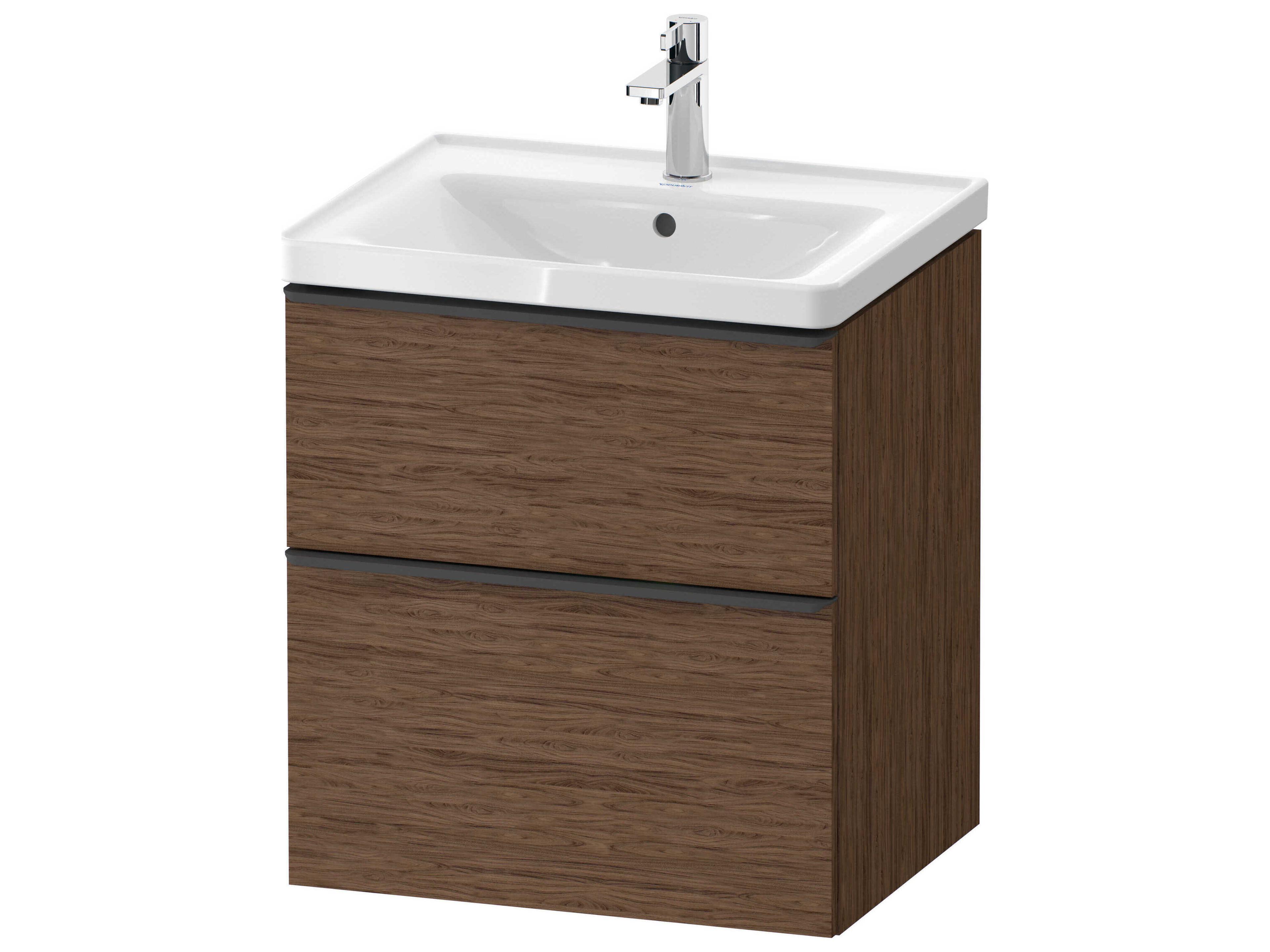 D-neo 23'' Walnut (dark) Matt 2-Drawers Wall Mount Vanity