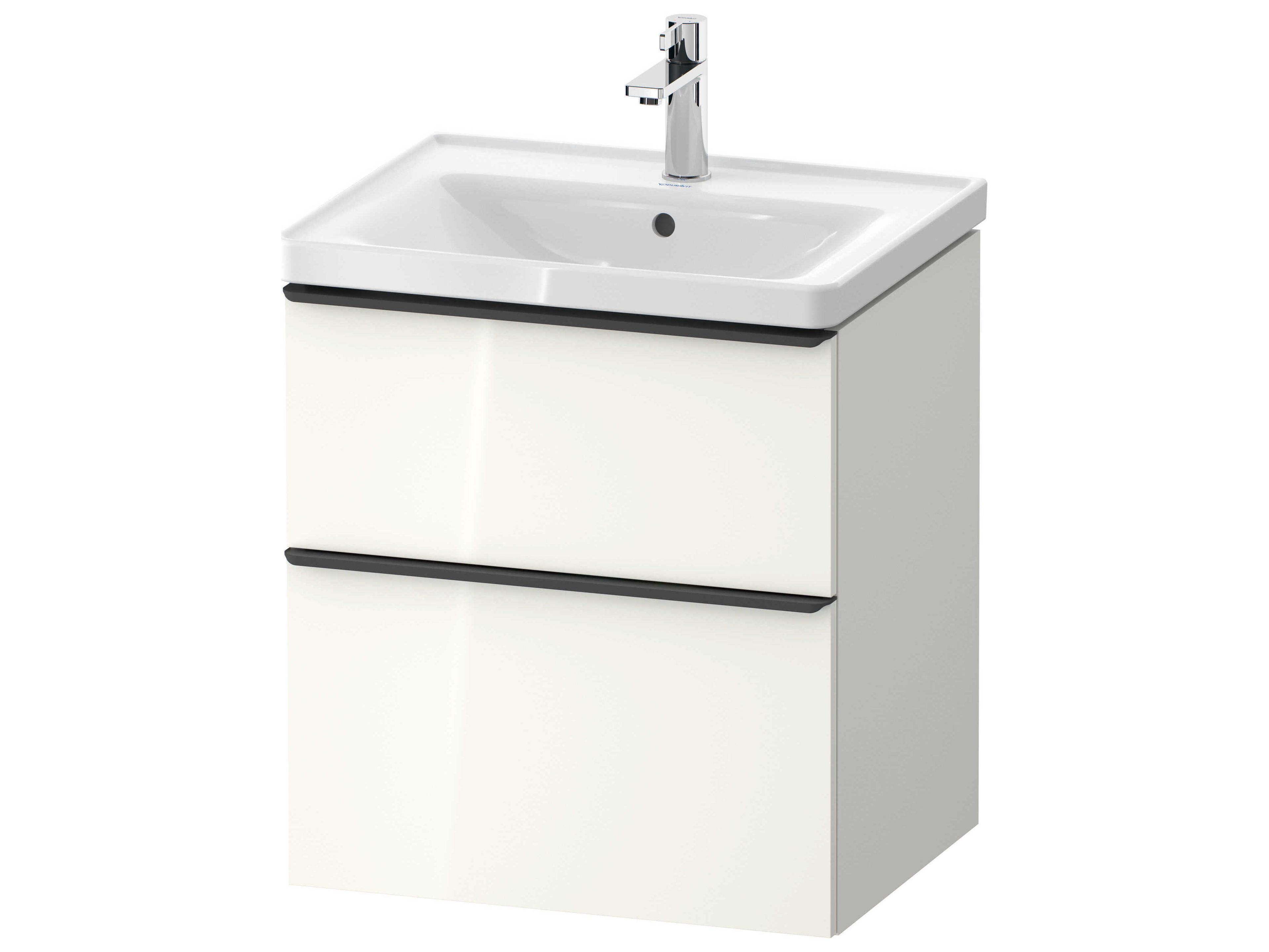 D-neo 23'' White High Gloss 2-Drawers Wall Mount Vanity