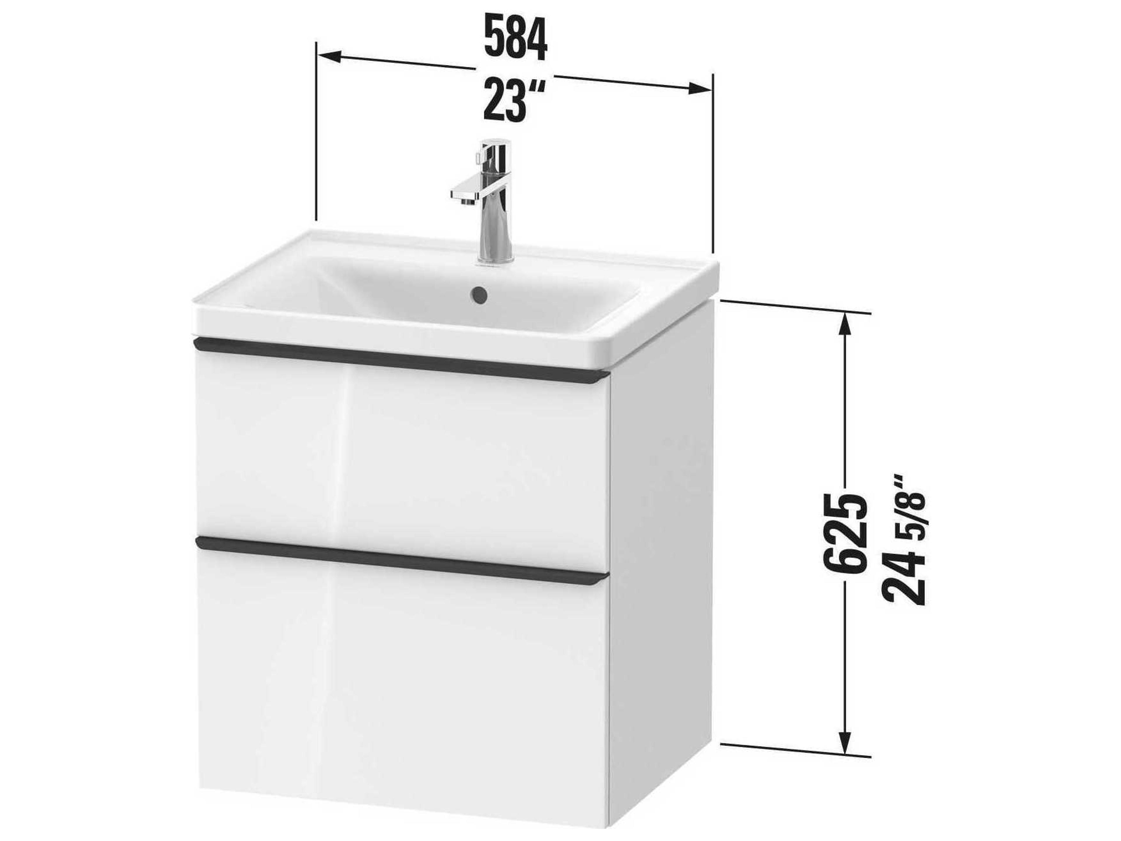 Duravit D-neo 23'' White High Gloss 2-Drawers Wall Mount Vanity
