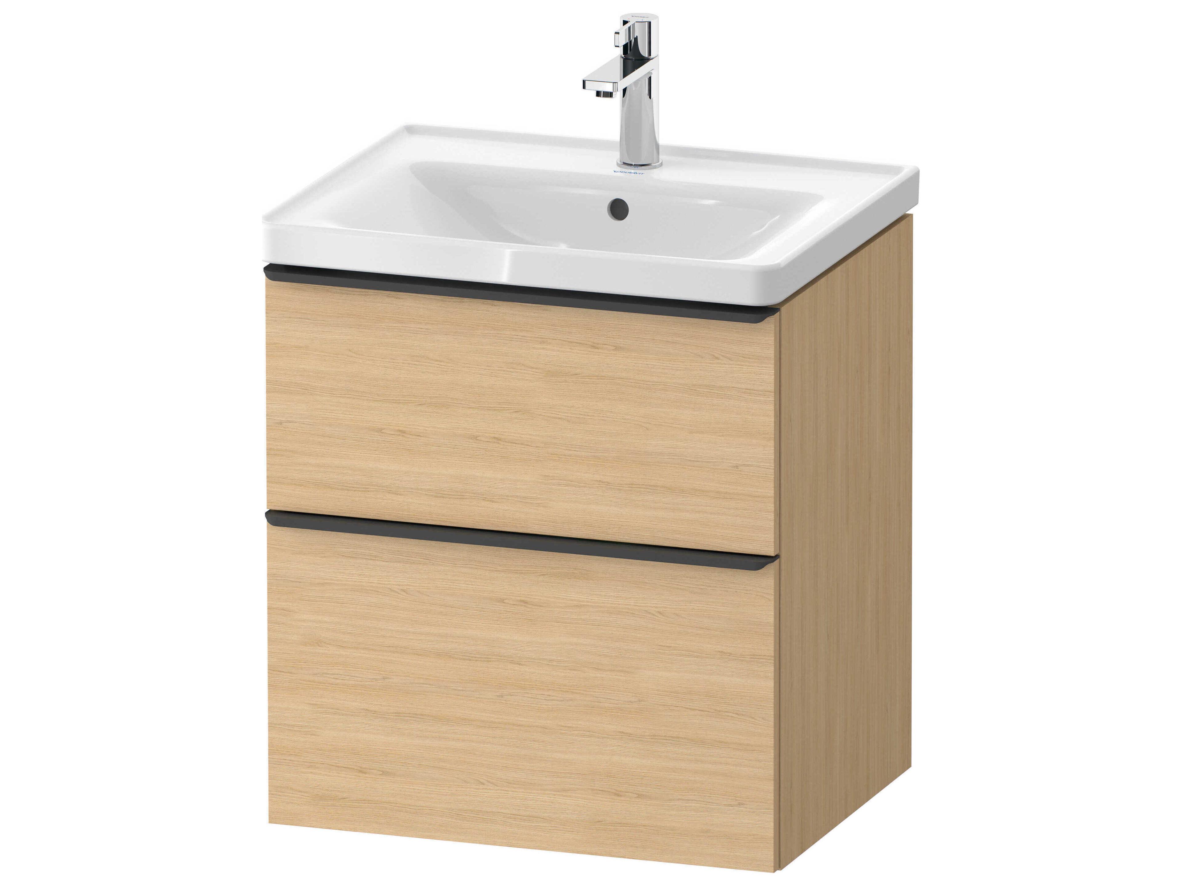 D-neo 23'' Natural Oak Matt 2-Drawers Wall Mount Vanity