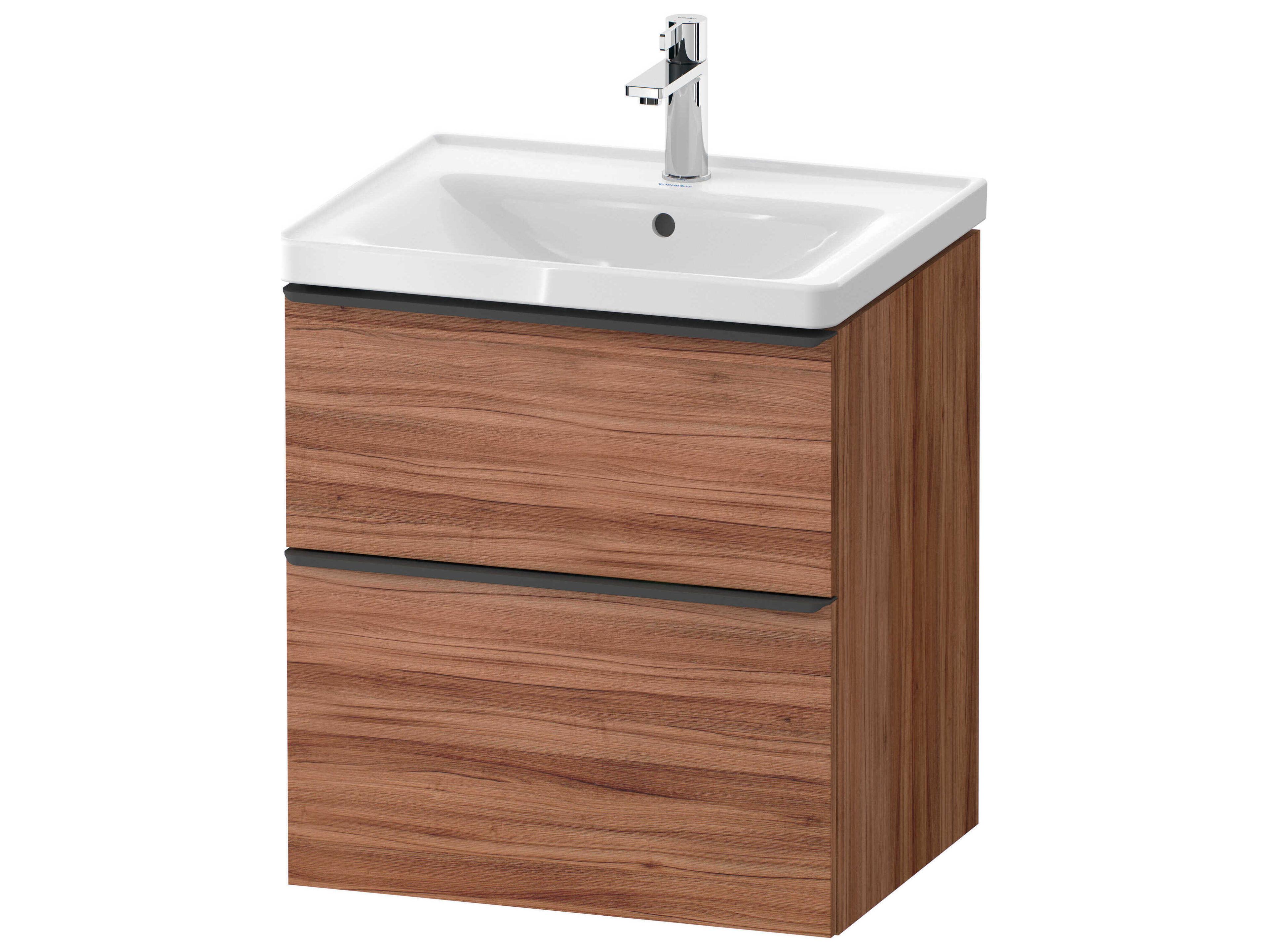 D-neo 23'' Walnut Matt 2-Drawers Wall Mount Vanity