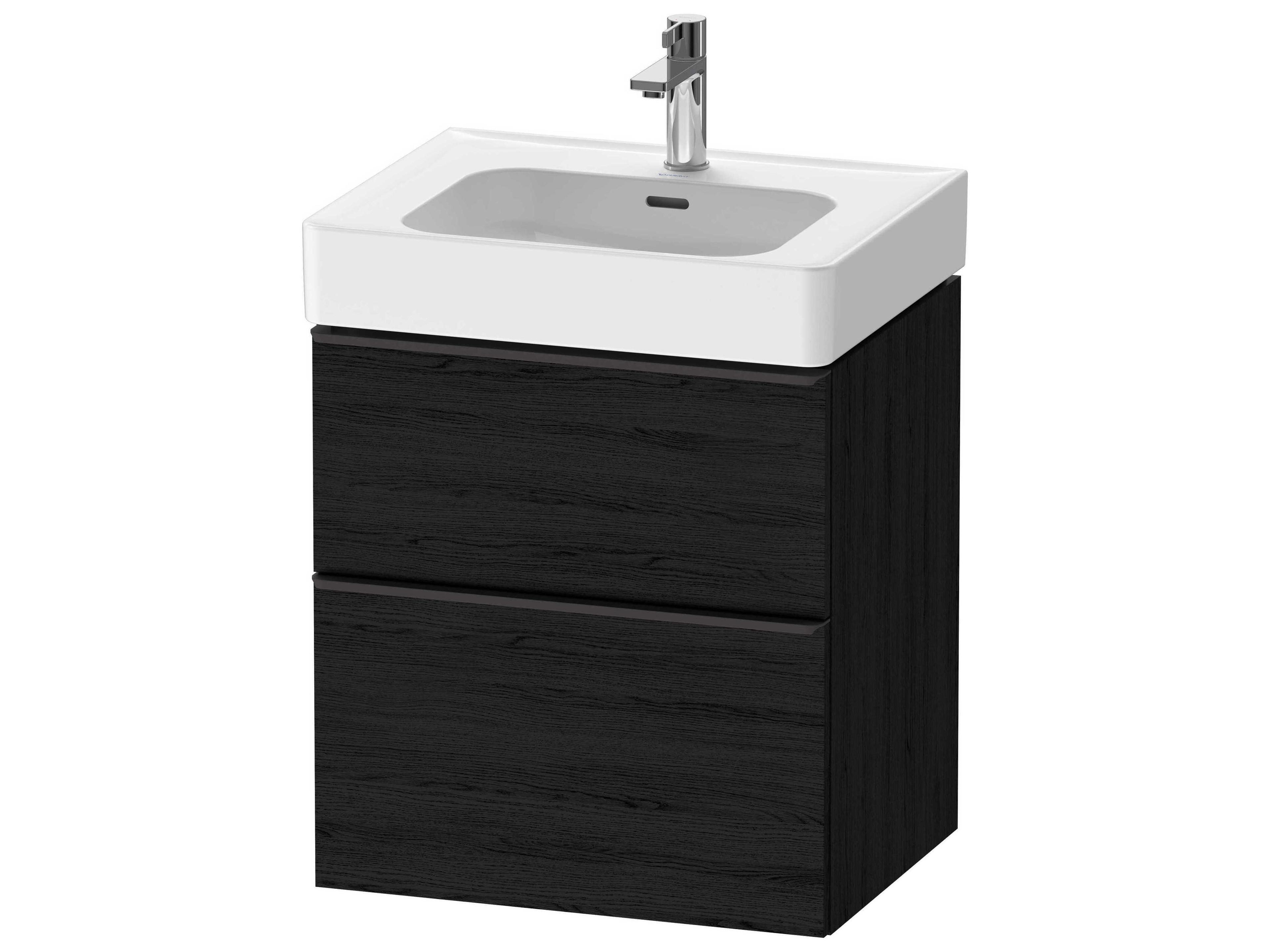D-neo 23'' Black Oak Matt Wall Mount Vanity - 1 Drawer/1 pull out compartment