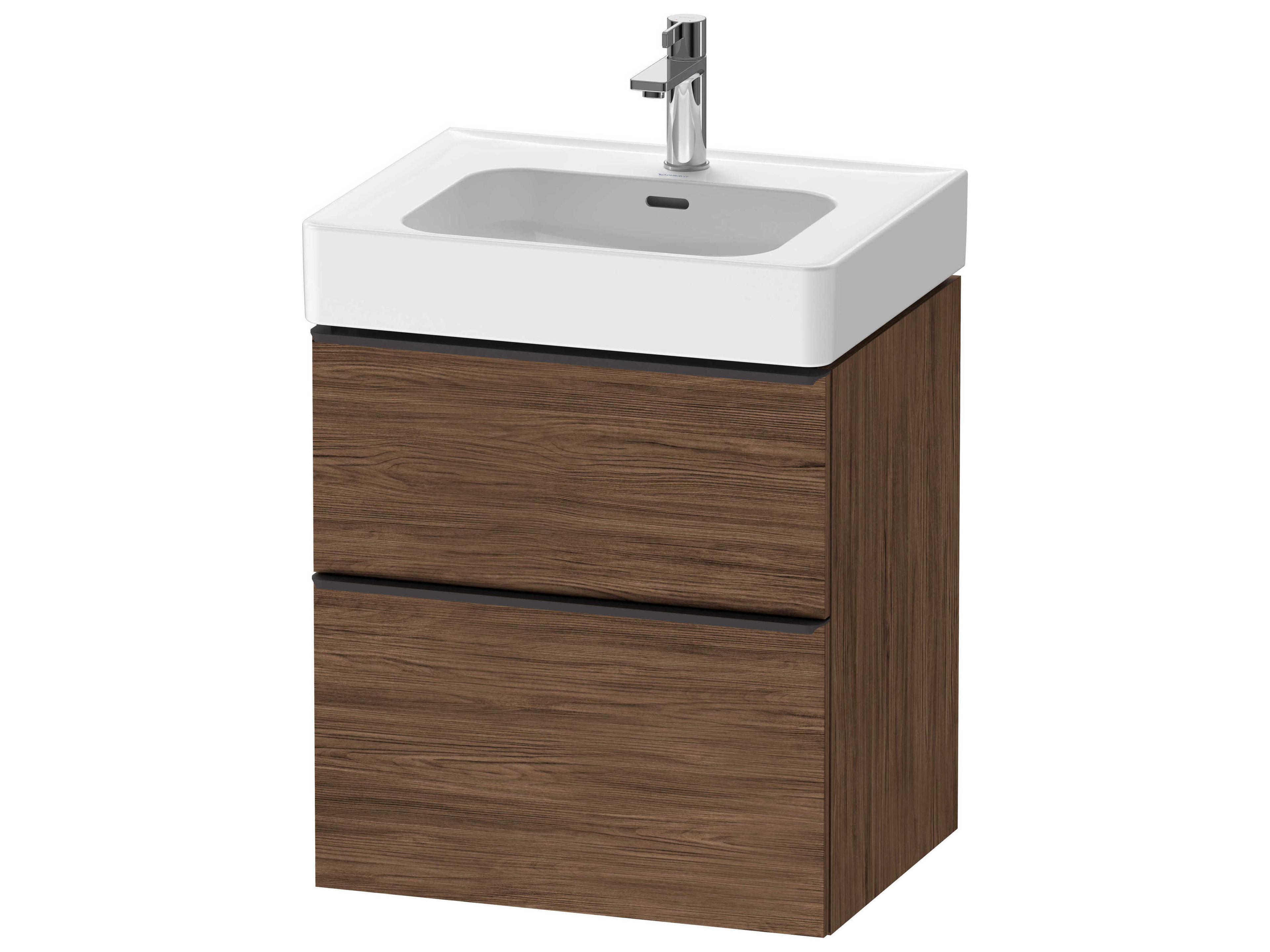 D-neo 23'' Walnut (dark) Matt Wall Mount Vanity - 1 Drawer/1 pull out compartment
