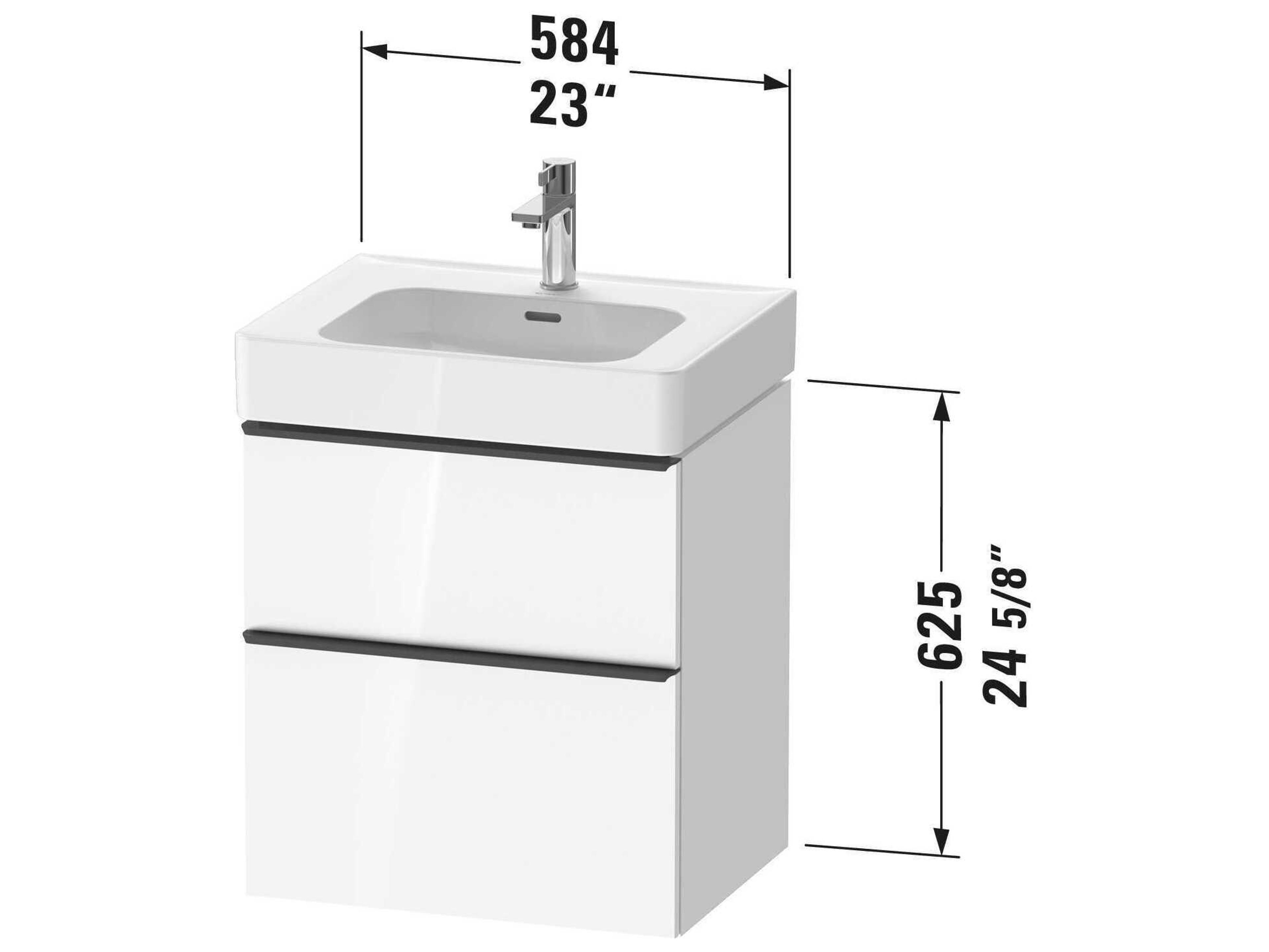 Duravit D-neo 23'' White High Gloss Wall Mount Vanity - 1 Drawer/1 pull out compartment