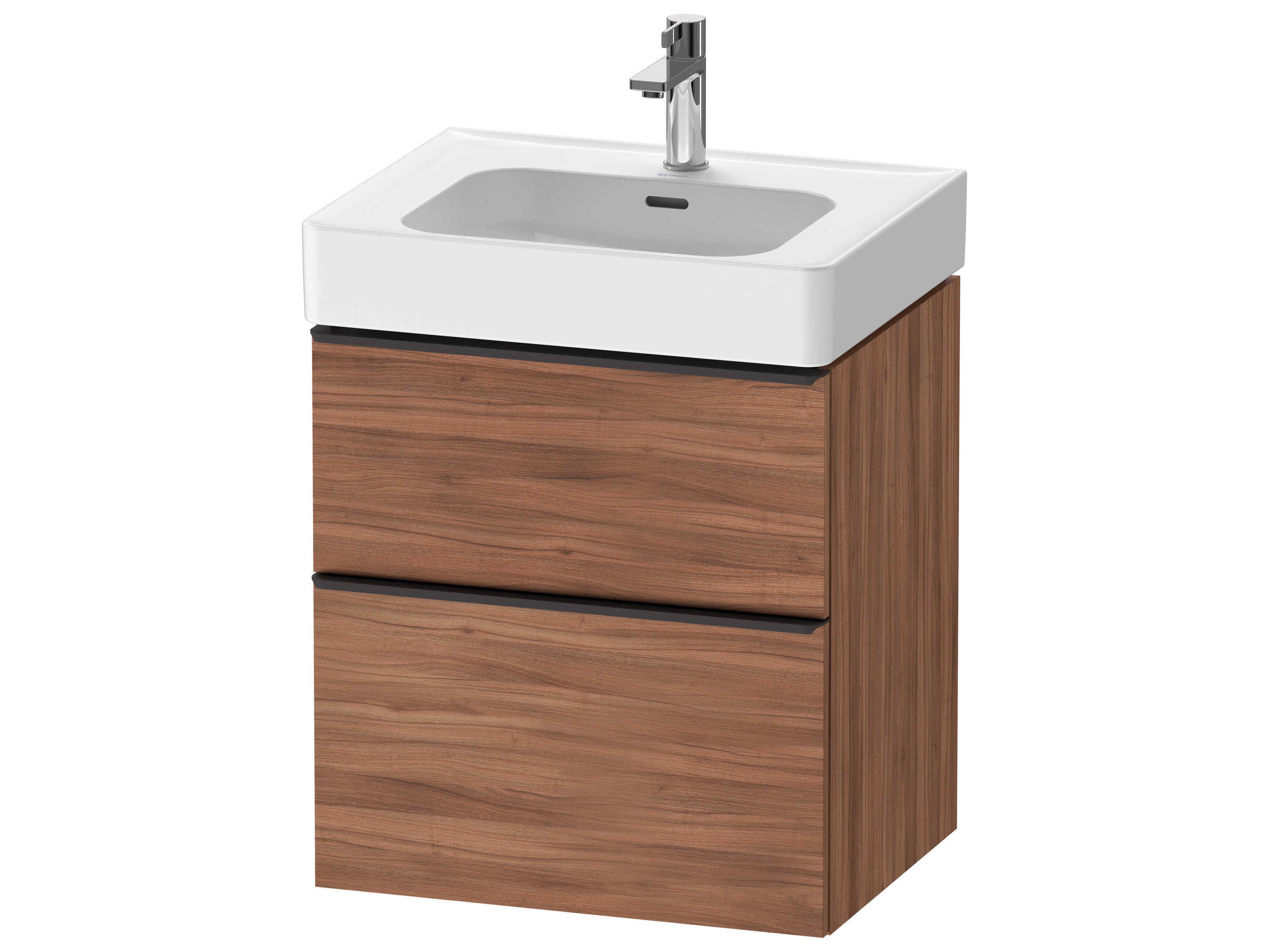D-neo 23'' Walnut Matt Wall Mount Vanity - 1 Drawer/1 pull out compartment