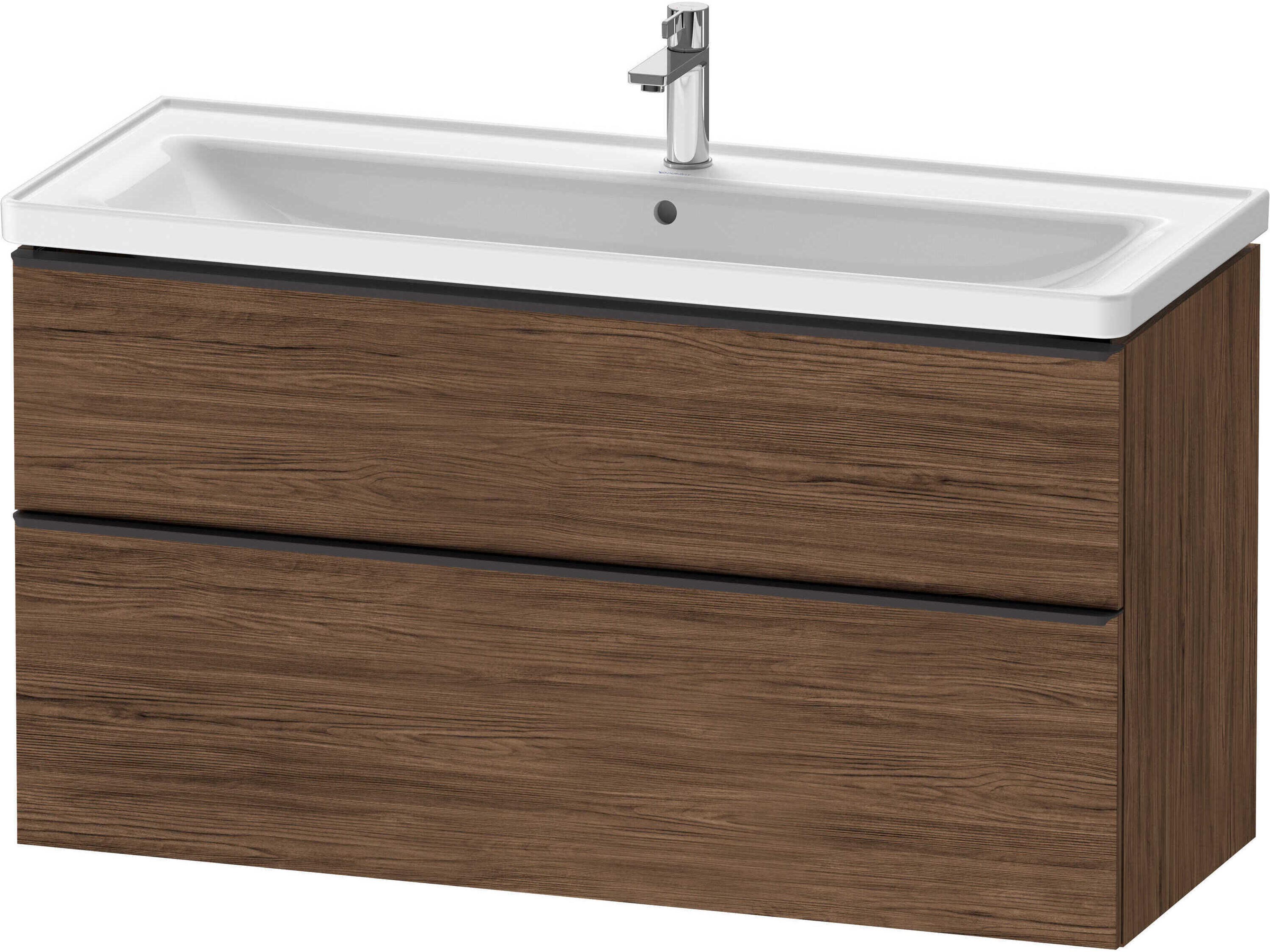 D-neo 47'' Walnut Dark Matt 2-Drawers Wall Mount Vanity