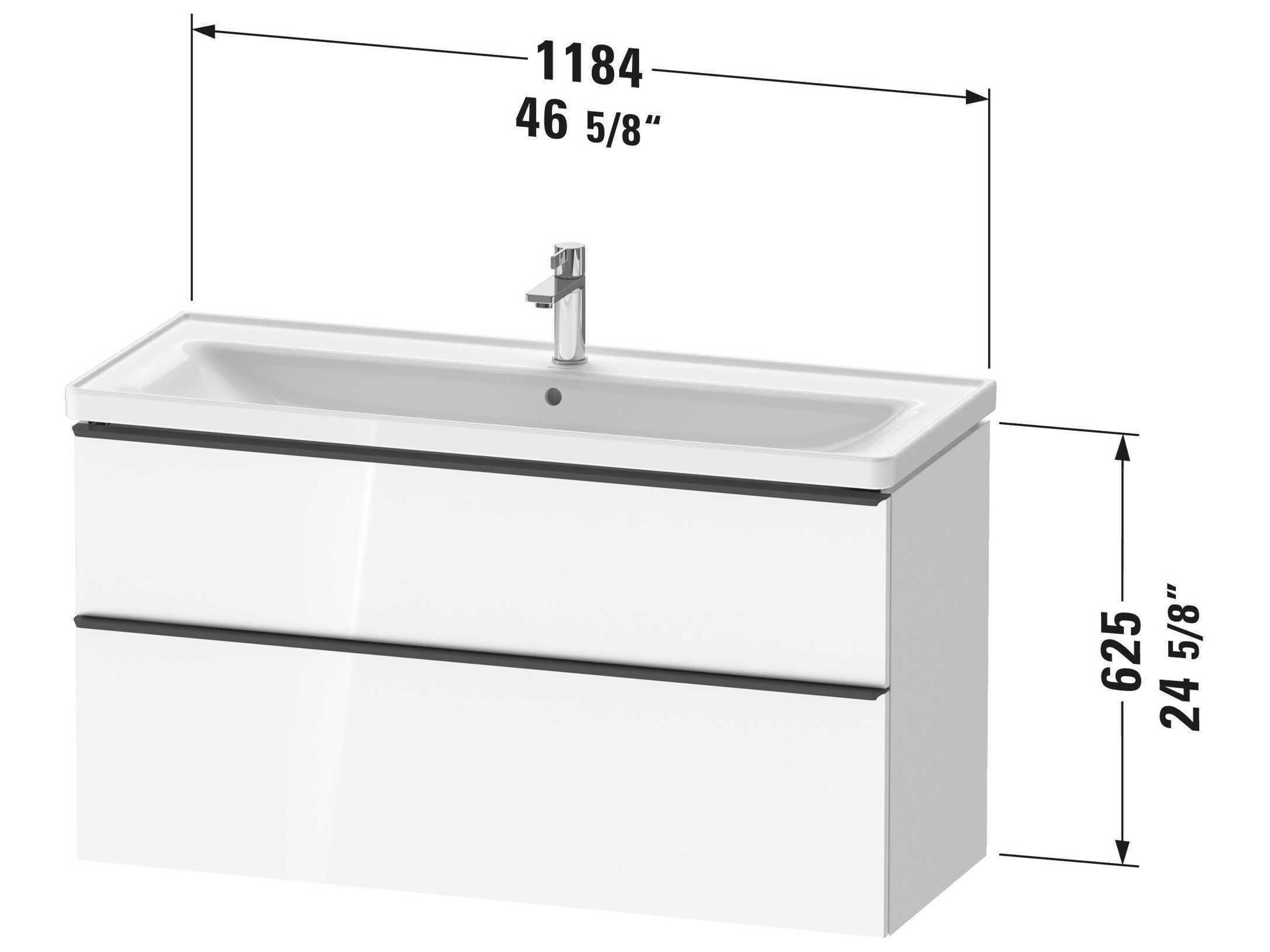 Duravit D-neo 47'' White High Gloss 2-Drawers Wall Mount Vanity