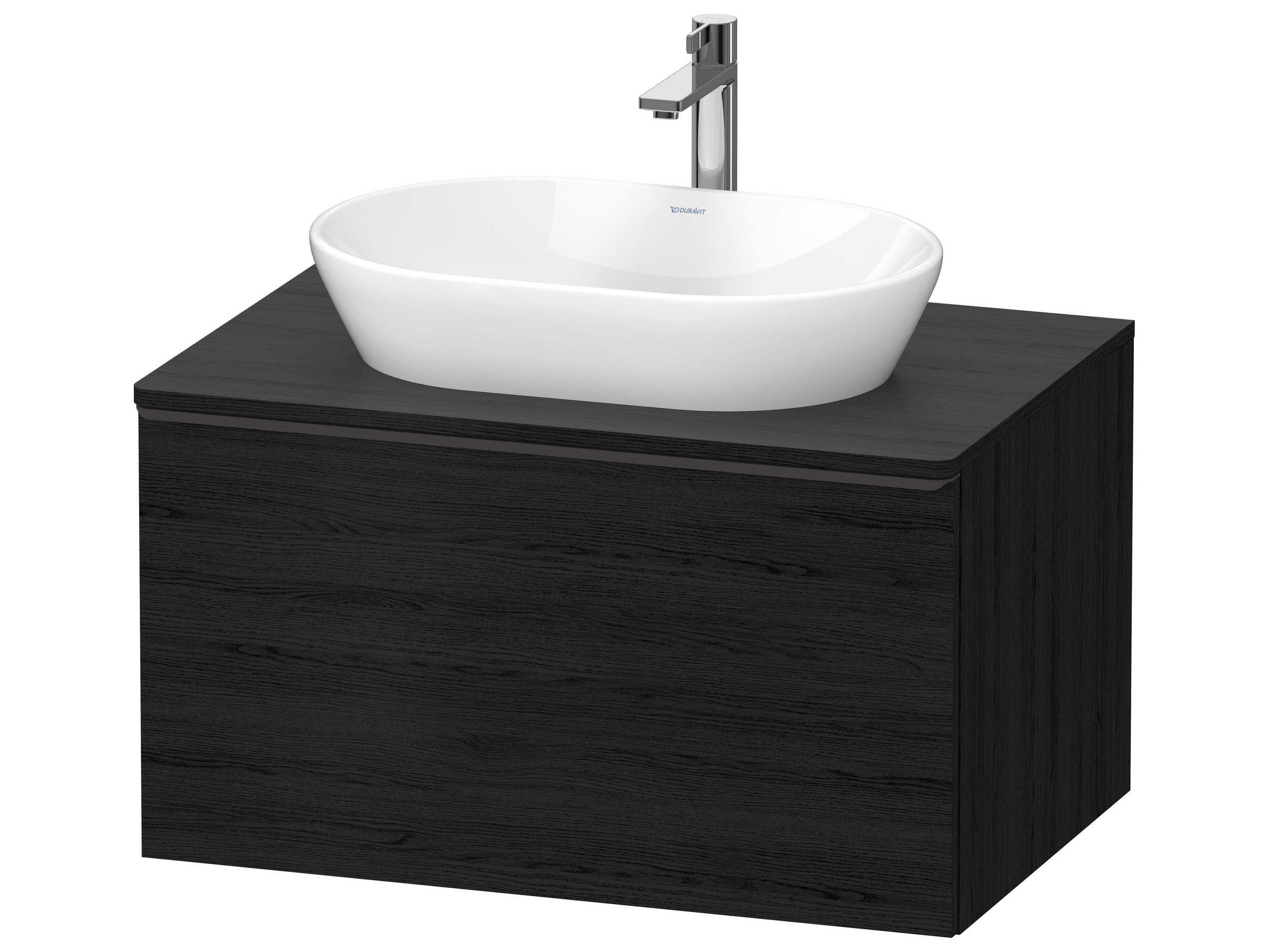 D-neo 32'' Black Oak Matt Wall Mount Vanity - 1 Drawer/1 pull out compartment