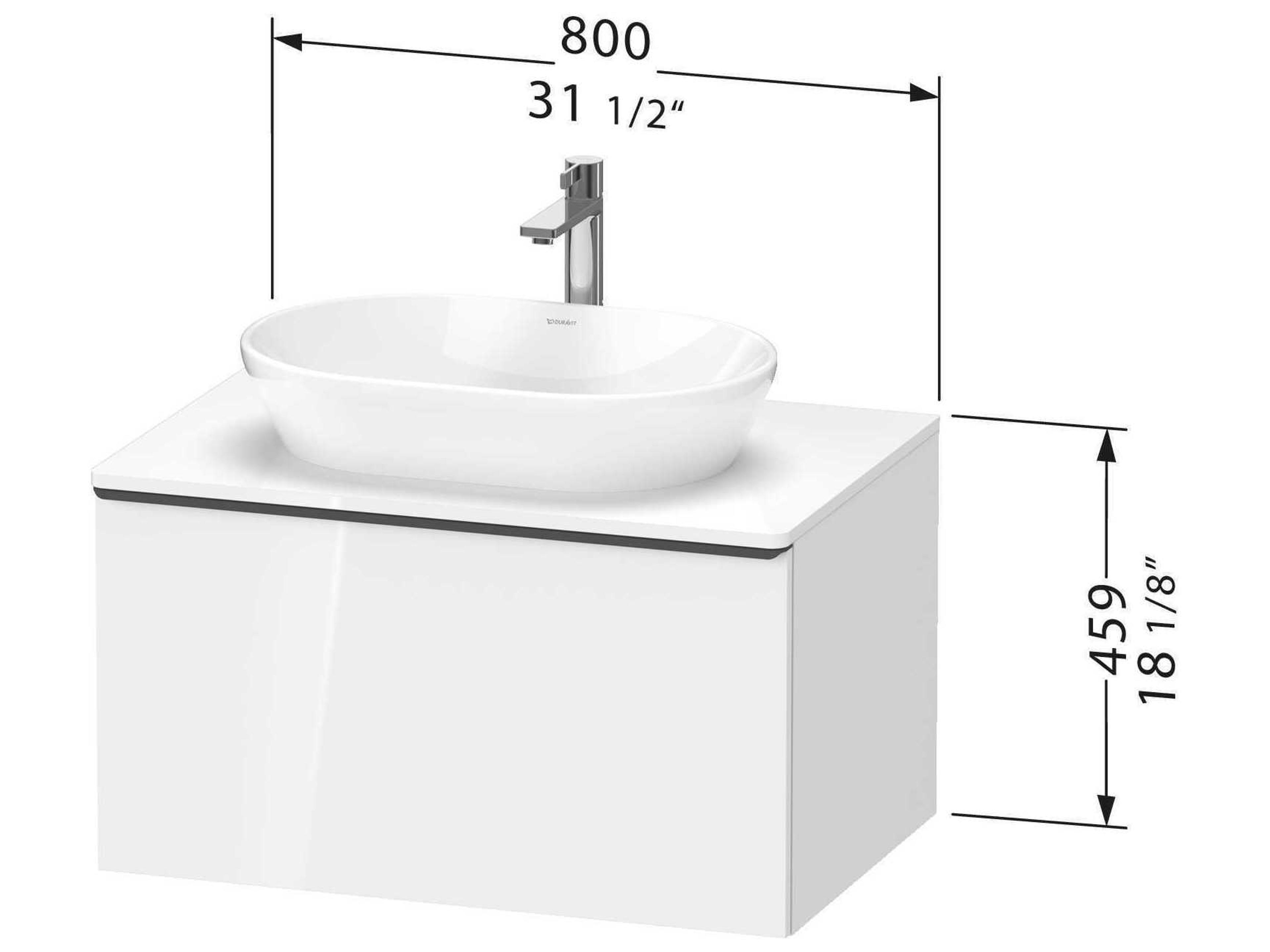 Duravit D-neo 32'' White High Gloss Wall Mount Vanity - 1 Drawer/1 pull out compartment
