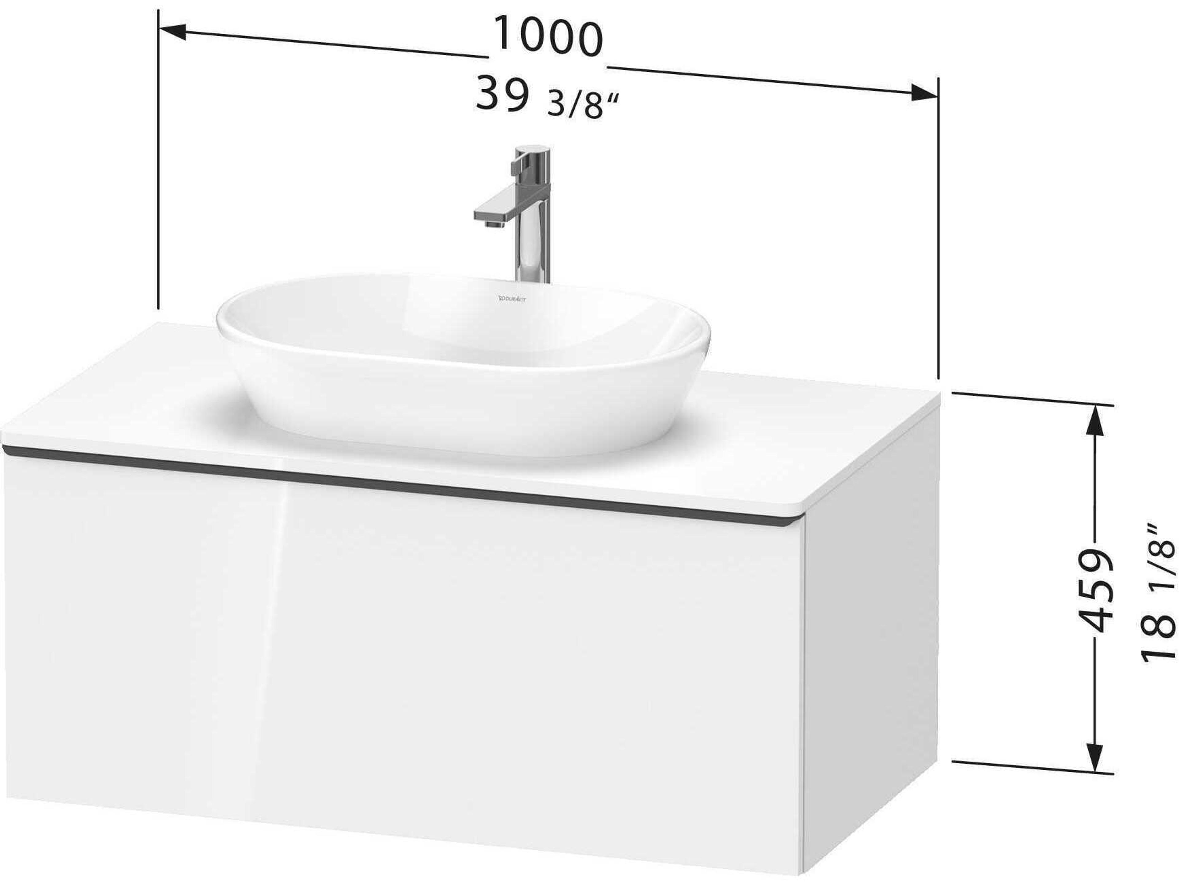 Duravit D-neo 40'' Concrete Gray Matt Wall Mount Vanity - 1 Drawer/1 pull out compartment