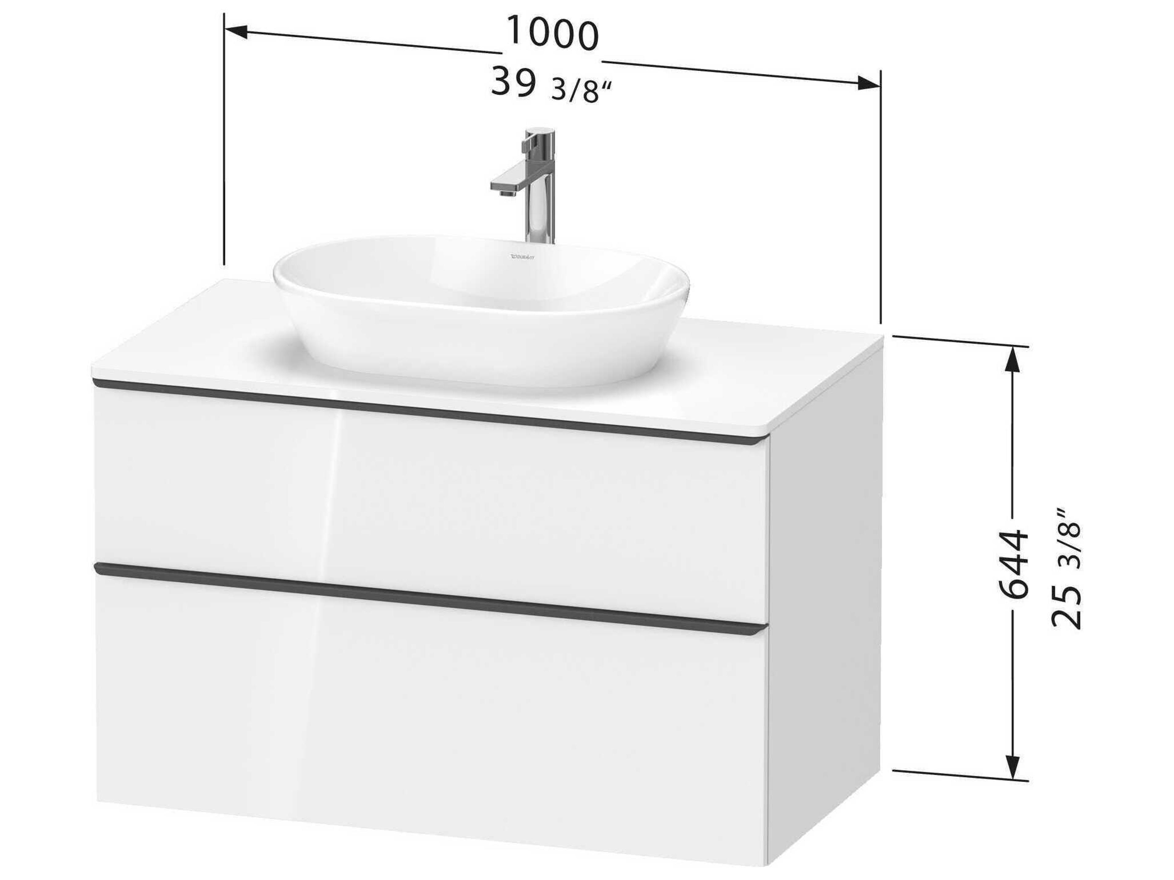 Duravit D-neo 40'' Black Oak Matt Wall Mount Vanity - 1 Drawer/1 pull out compartment