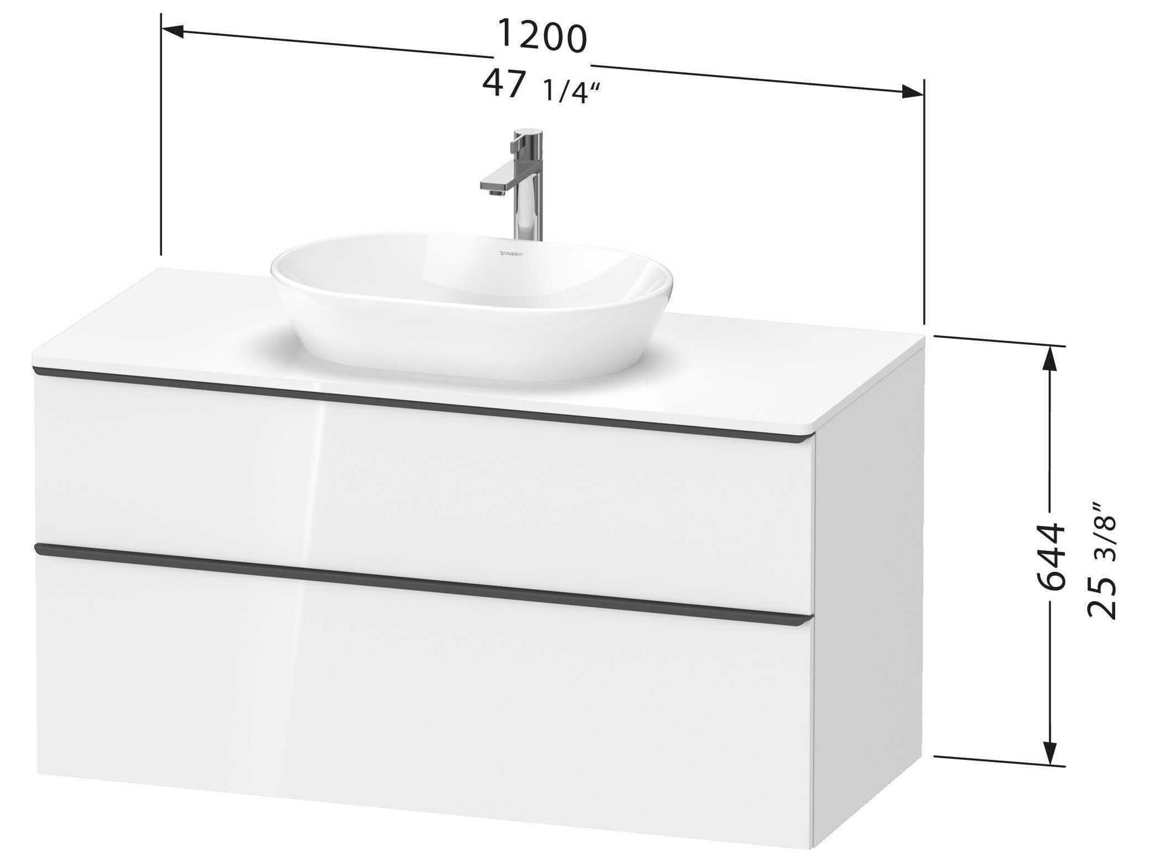 Duravit D-neo 47'' Concrete Gray Matt Wall Mount Vanity - 1 Drawer/1 pull out compartment