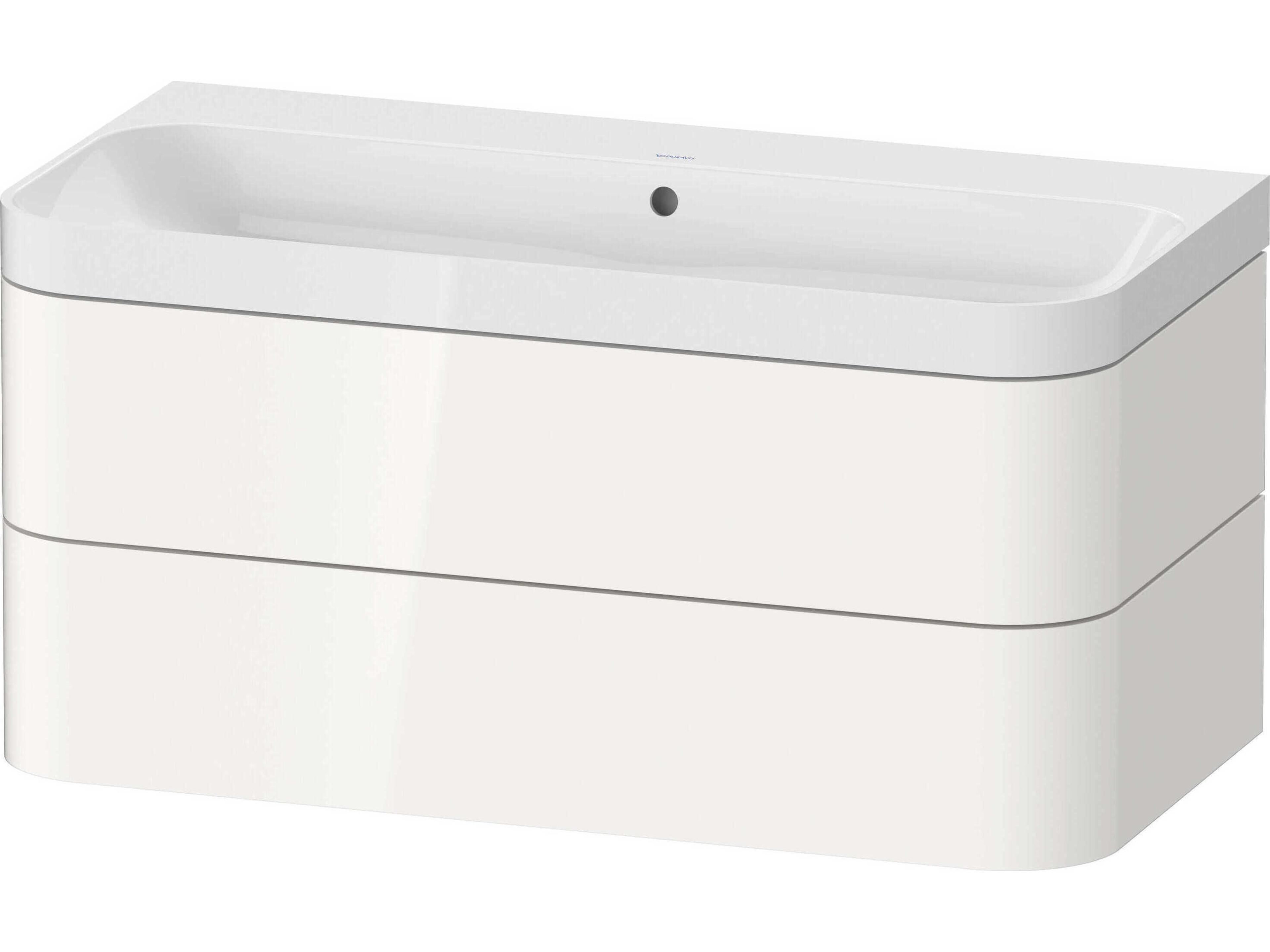 Happy D.2 38'' White High Gloss Wall-Mounted Set of Sink and Vanity