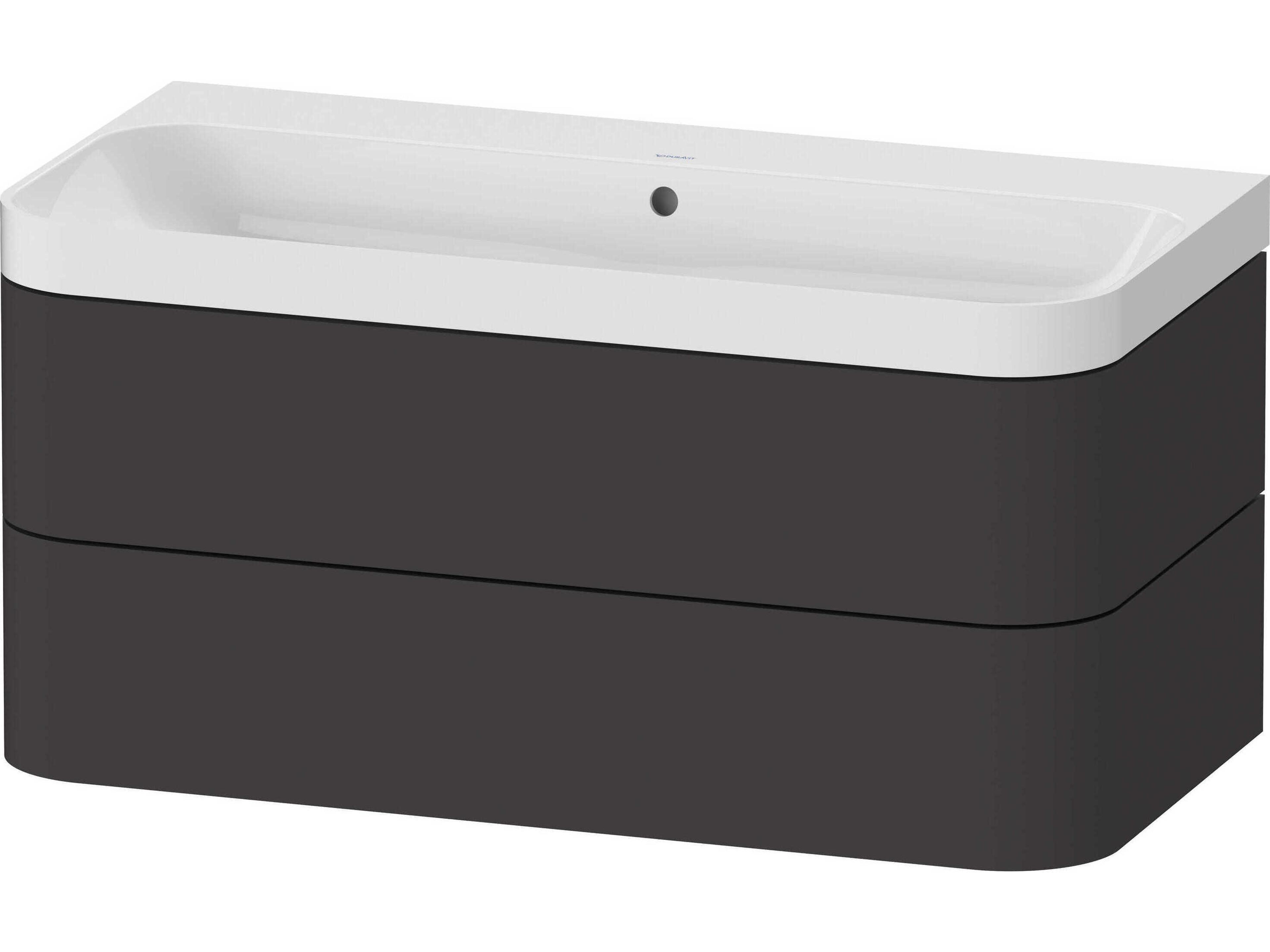 Happy D.2 38'' Graphite Super Matt Wall-Mounted Set of Sink and Vanity