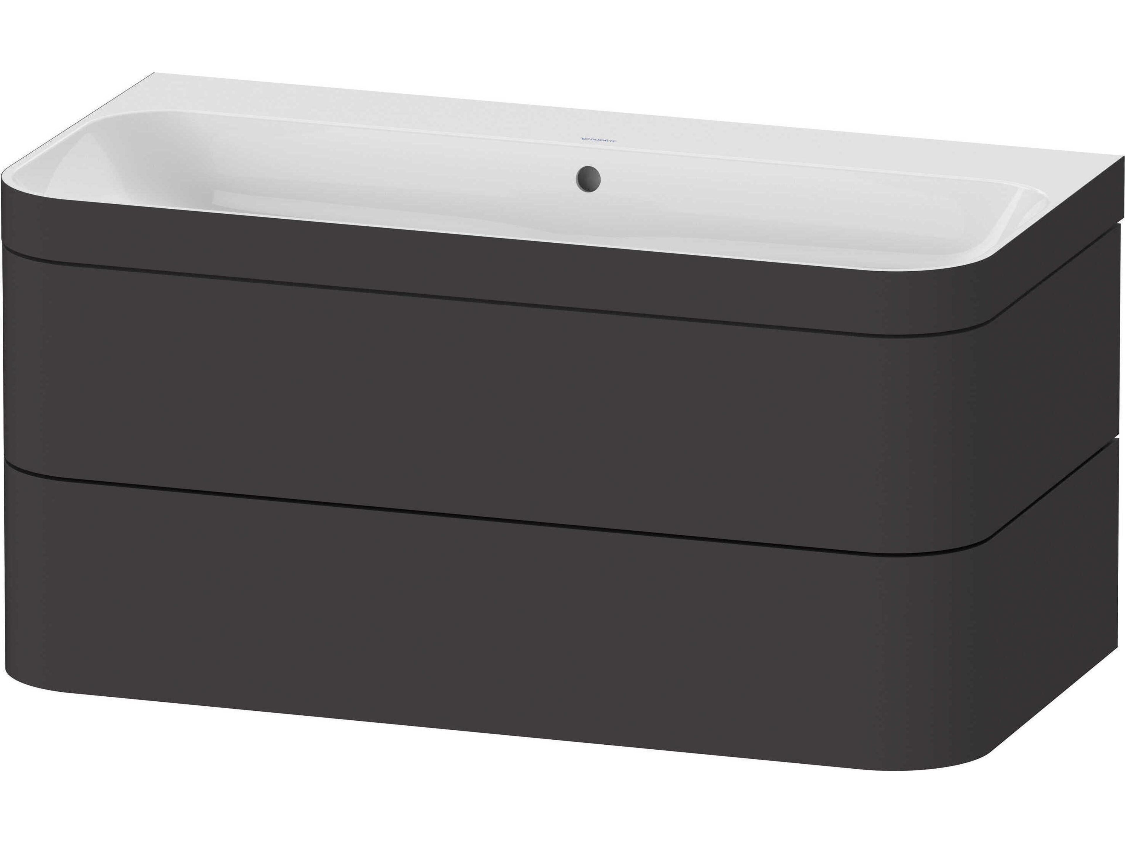 Happy D.2 38'' Graphite Super Matt Rectangular Wall-Mounted Set of Sink and Vanity