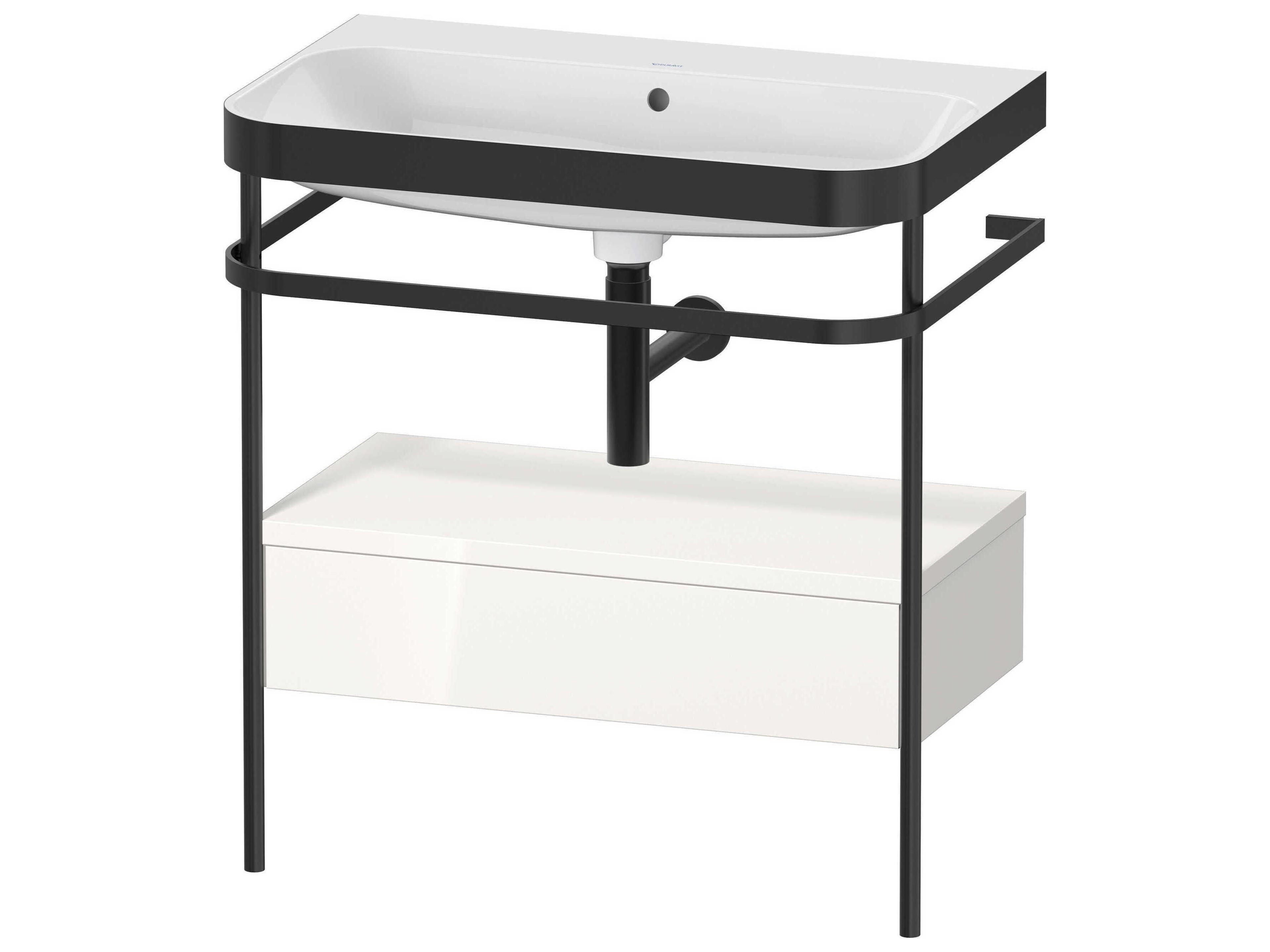 Happy D.2 31'' White High Gloss Set of Sink and Console