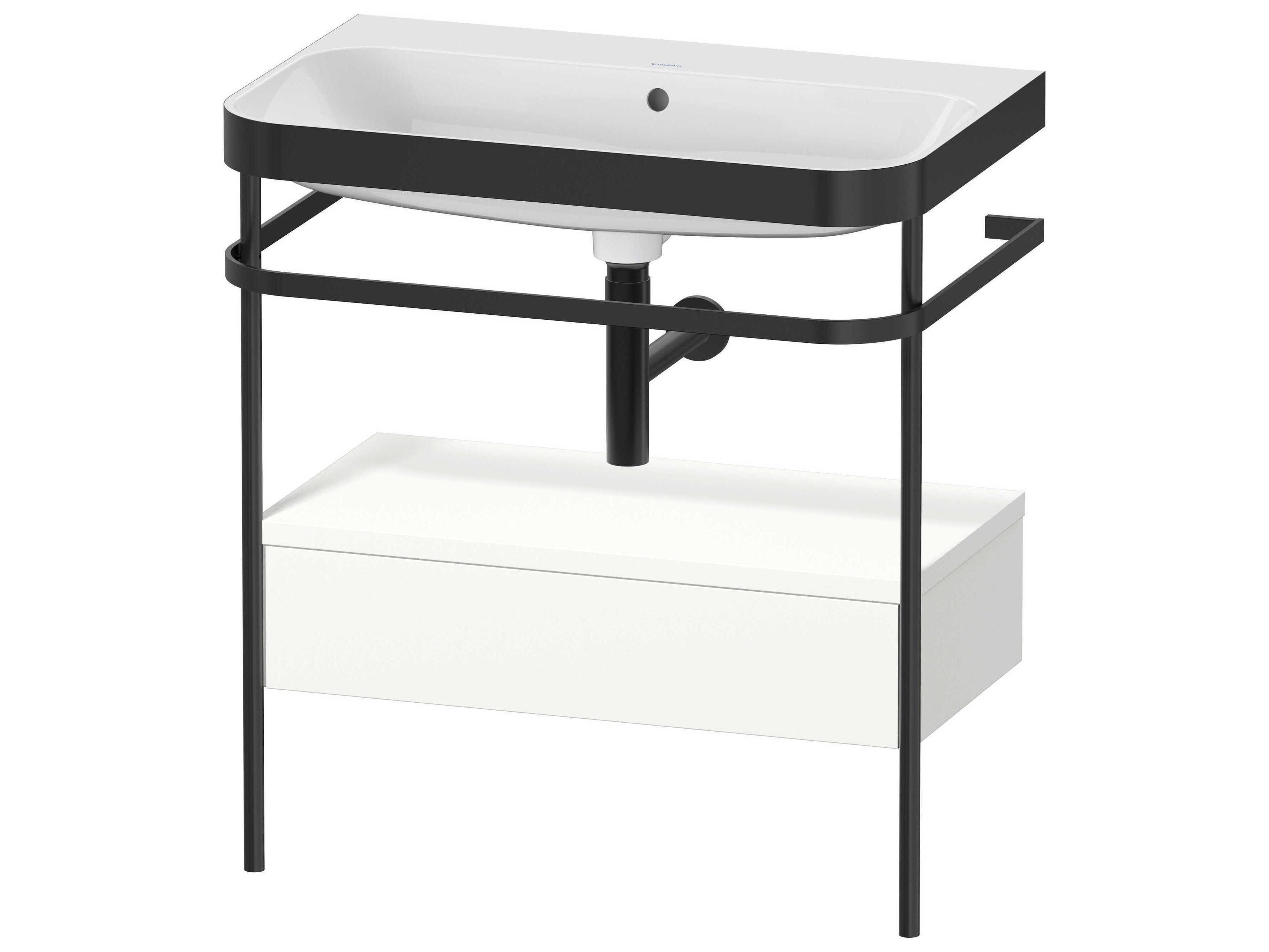 Happy D.2 31'' White Satin Matt Set of Sink and Console