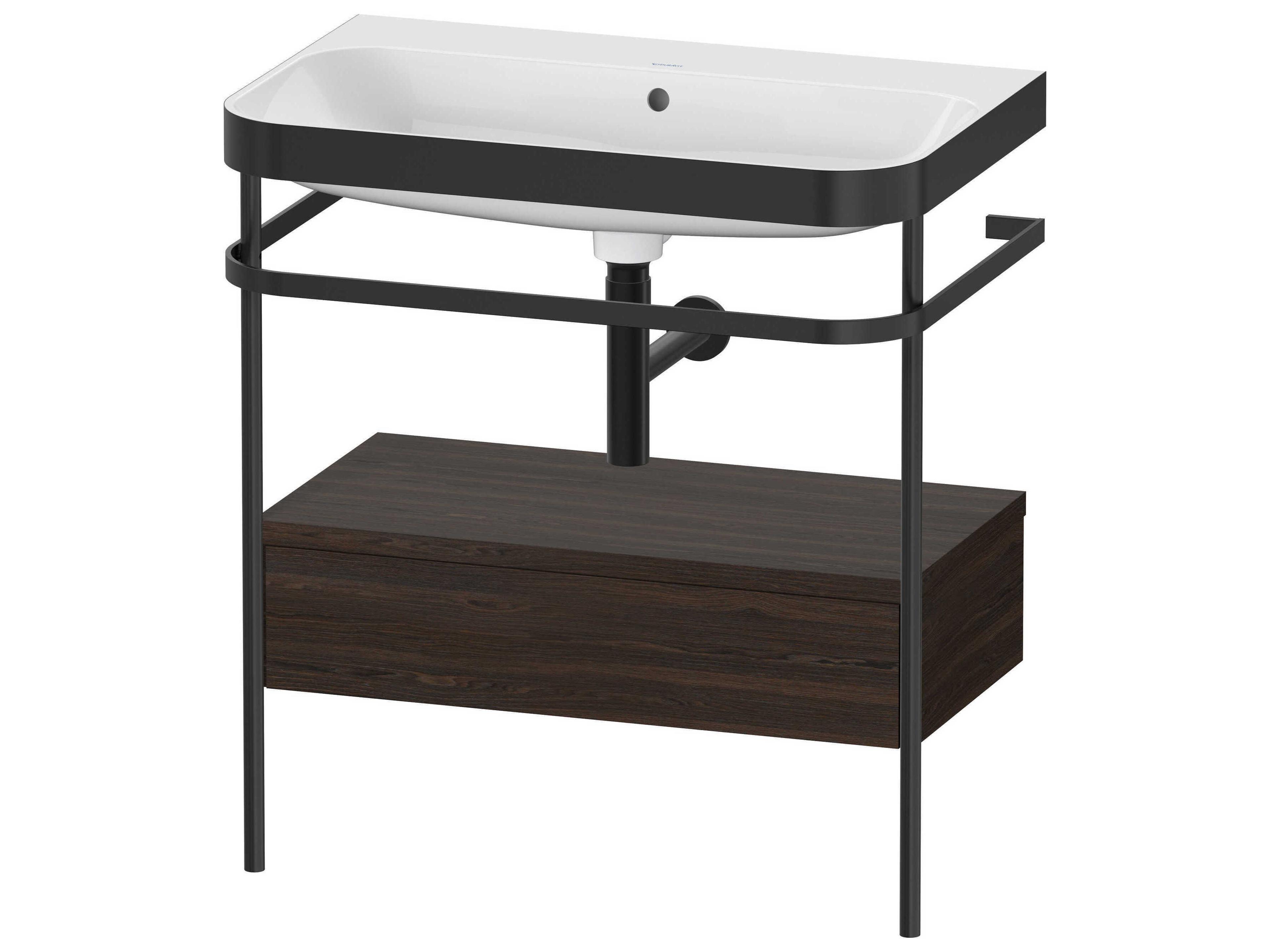 Happy D.2 31'' Walnut (Brushed) Matt Set of Sink and Console