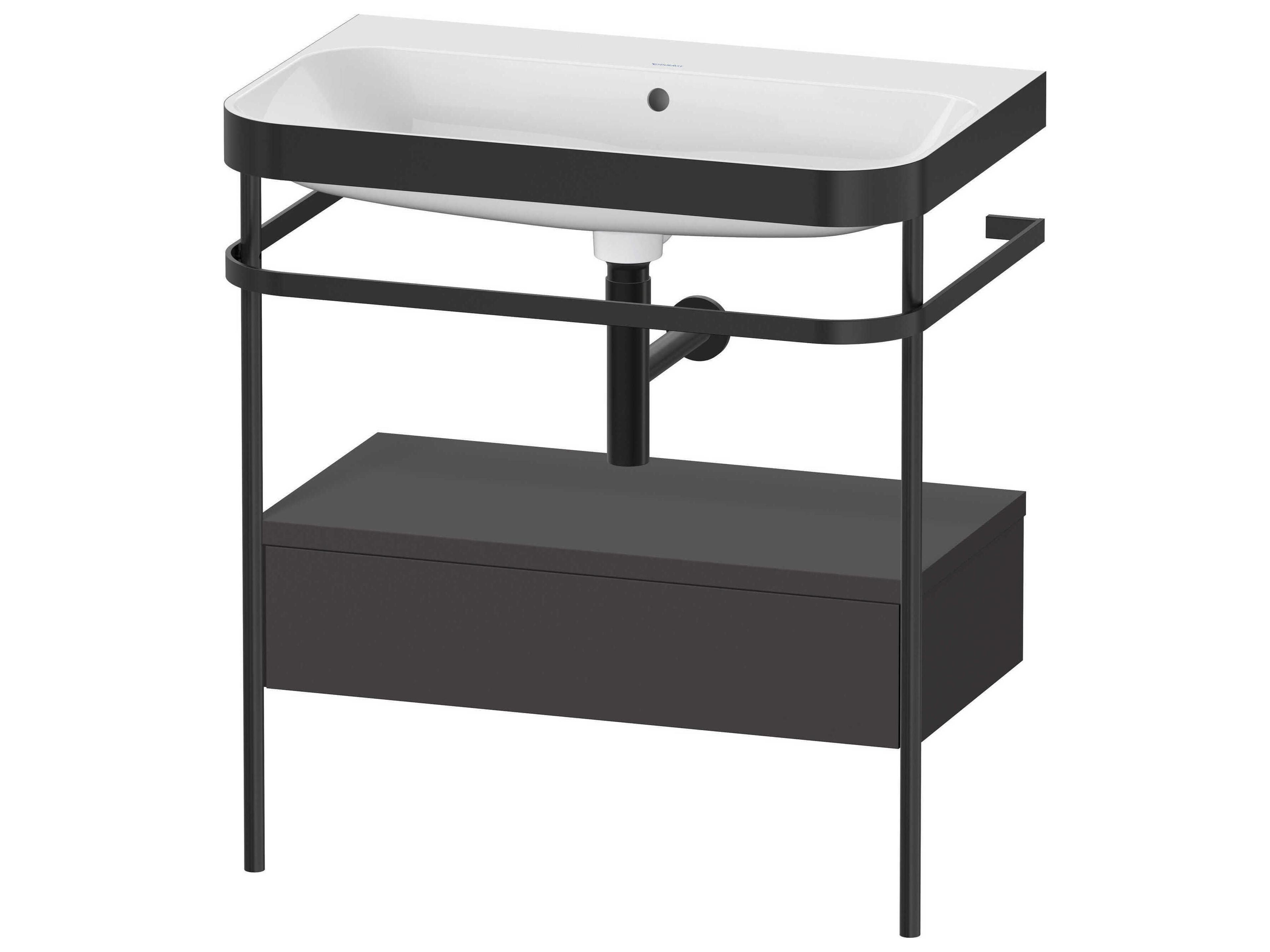 Happy D.2 31'' Graphite Super Matt Set of Sink and Console