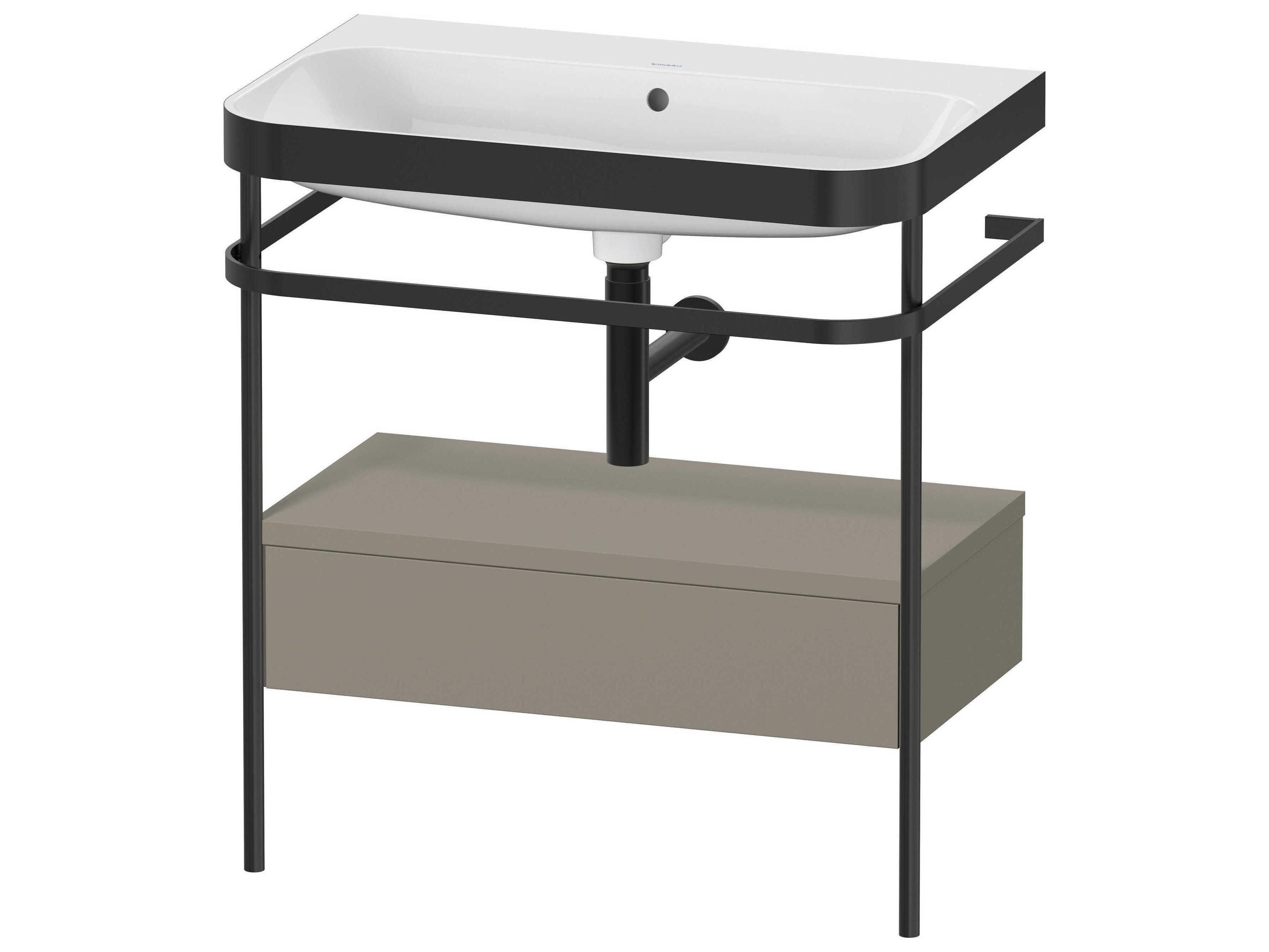 Happy D.2 31'' Stone Gray Satin Matt Set of Sink and Console
