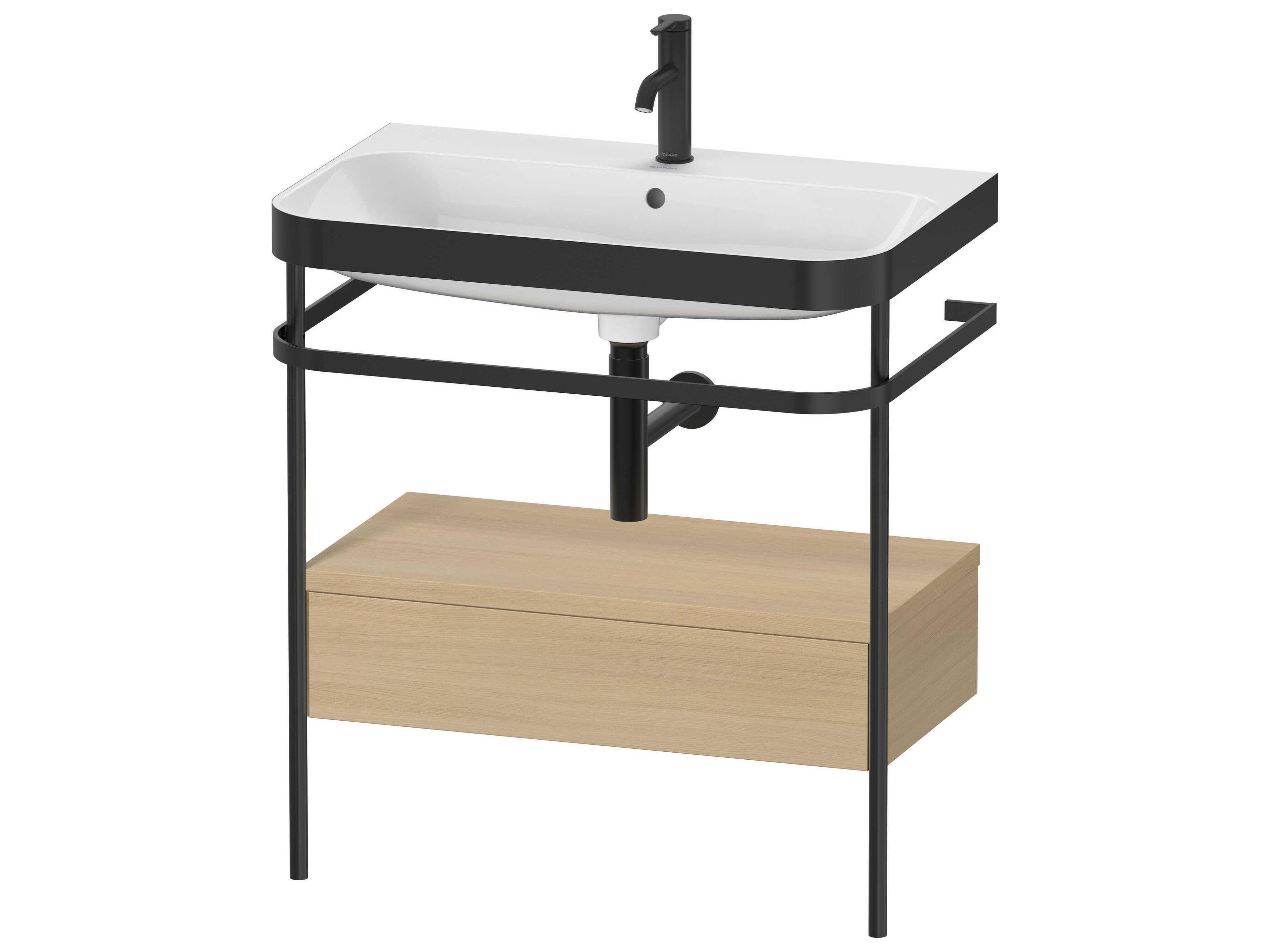 Happy D.2 31'' Mediterranean Oak Matt Set of Sink and Console with 1 Faucet Hole