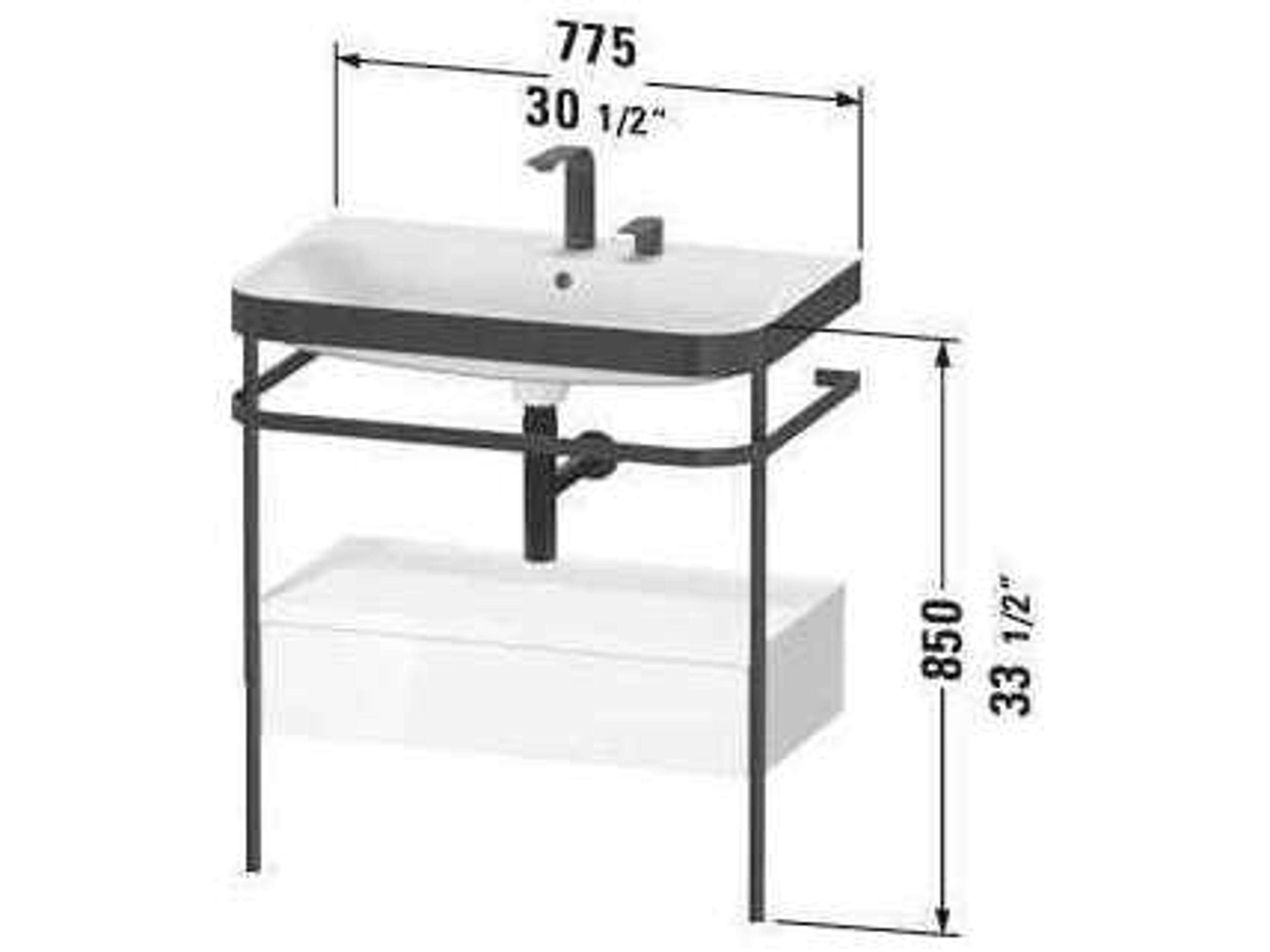 Duravit Happy D.2 31'' Mediterranean Oak Matt Set of Sink and Console with 1 Faucet Hole