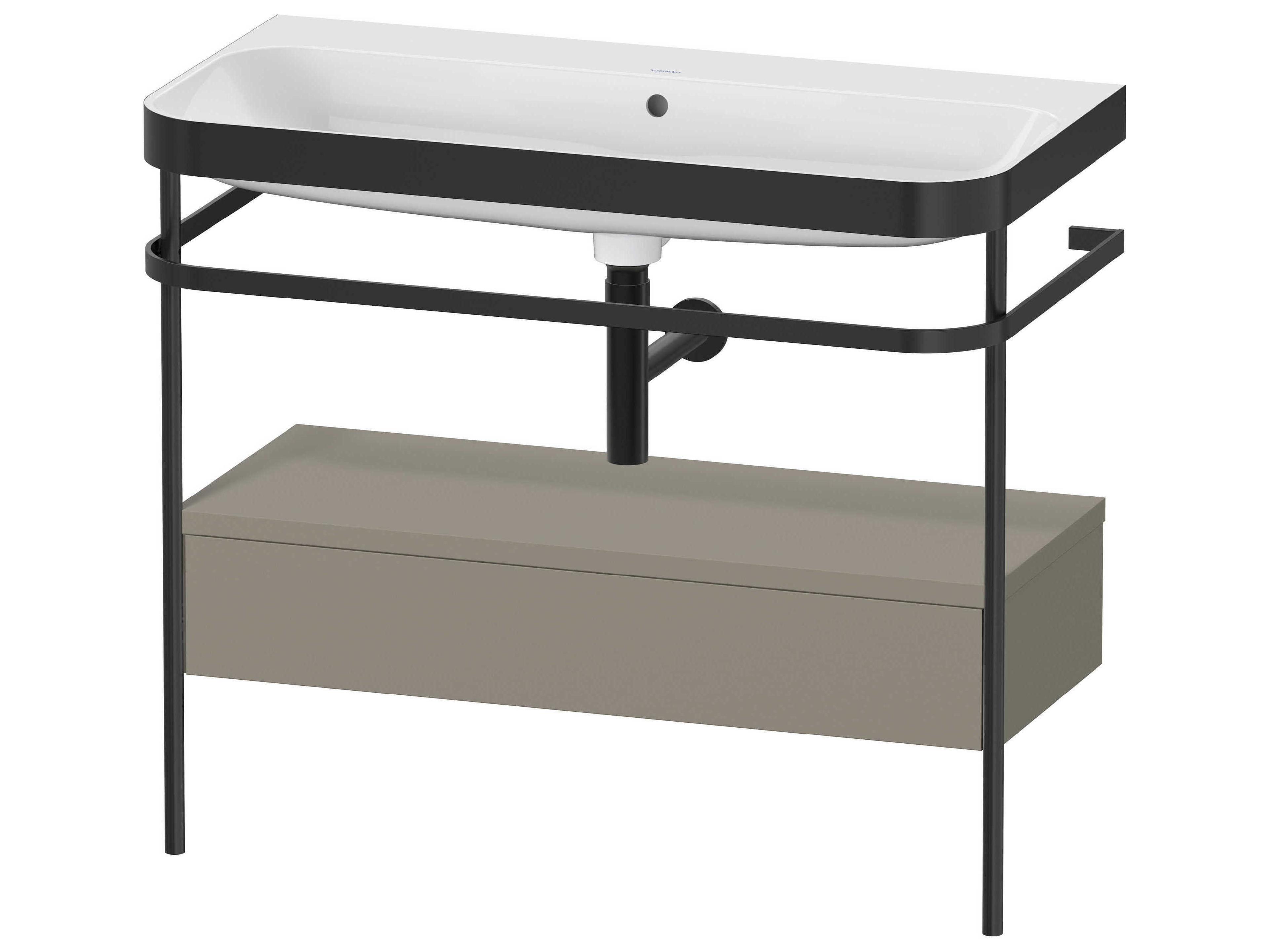 Happy D.2 39'' Stone Gray Satin Matt Set of Sink and Console
