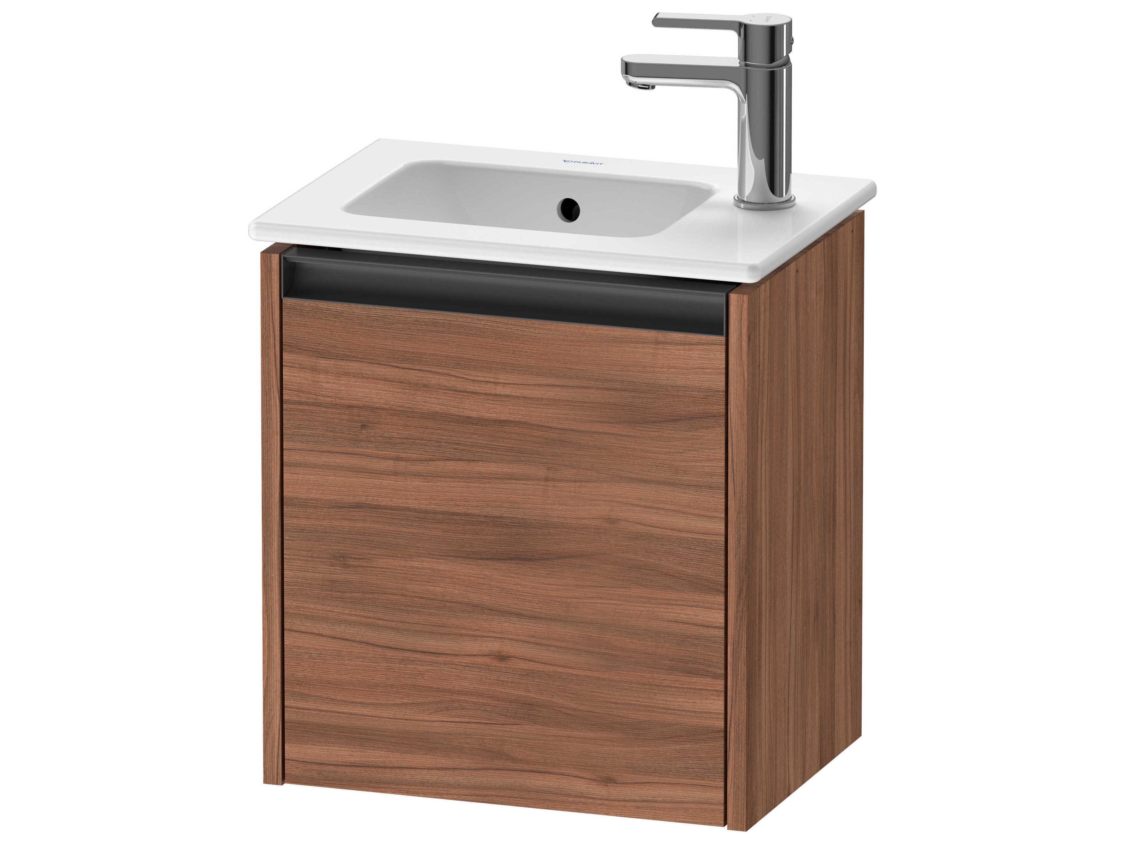 Ketho.2 16'' Walnut Matt Wall-Mounted Cabinet - Left-Hand Hinge