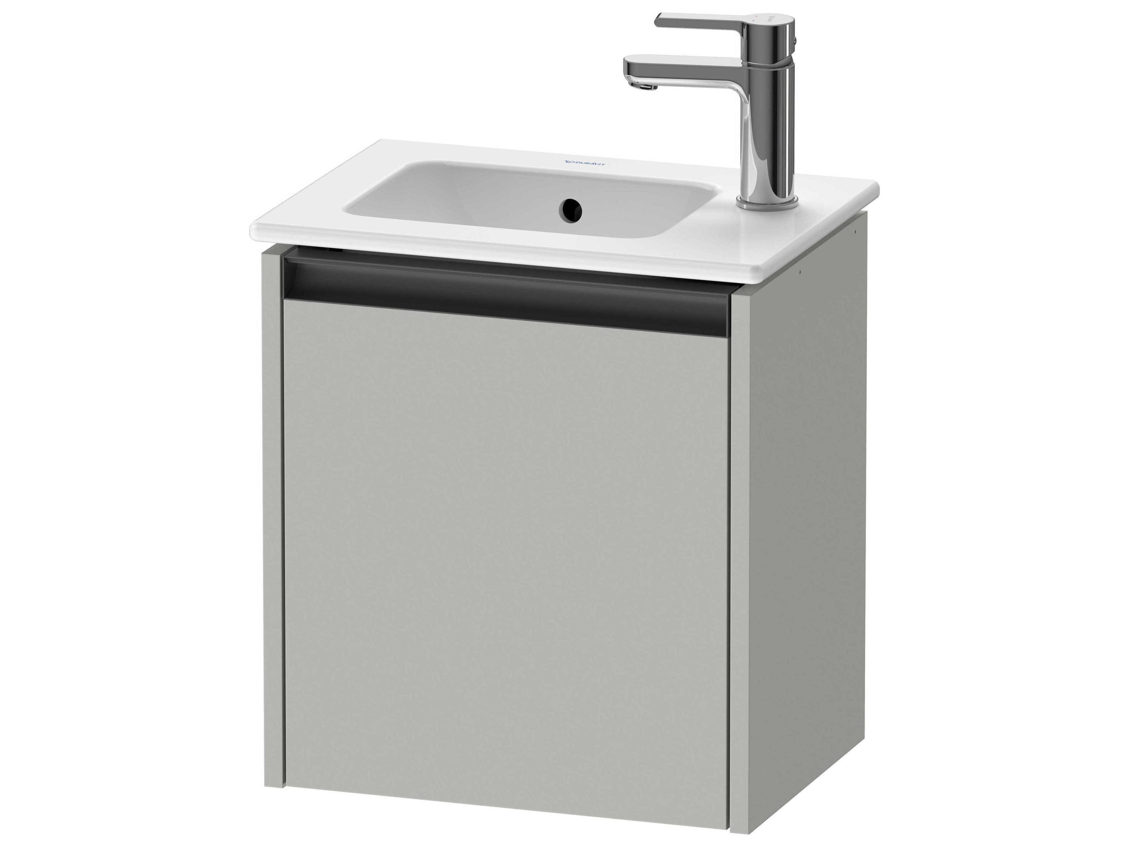 Ketho.2 16'' Concrete Gray Matt Wall-Mounted Vanity Unit - Right-Hand Hinge
