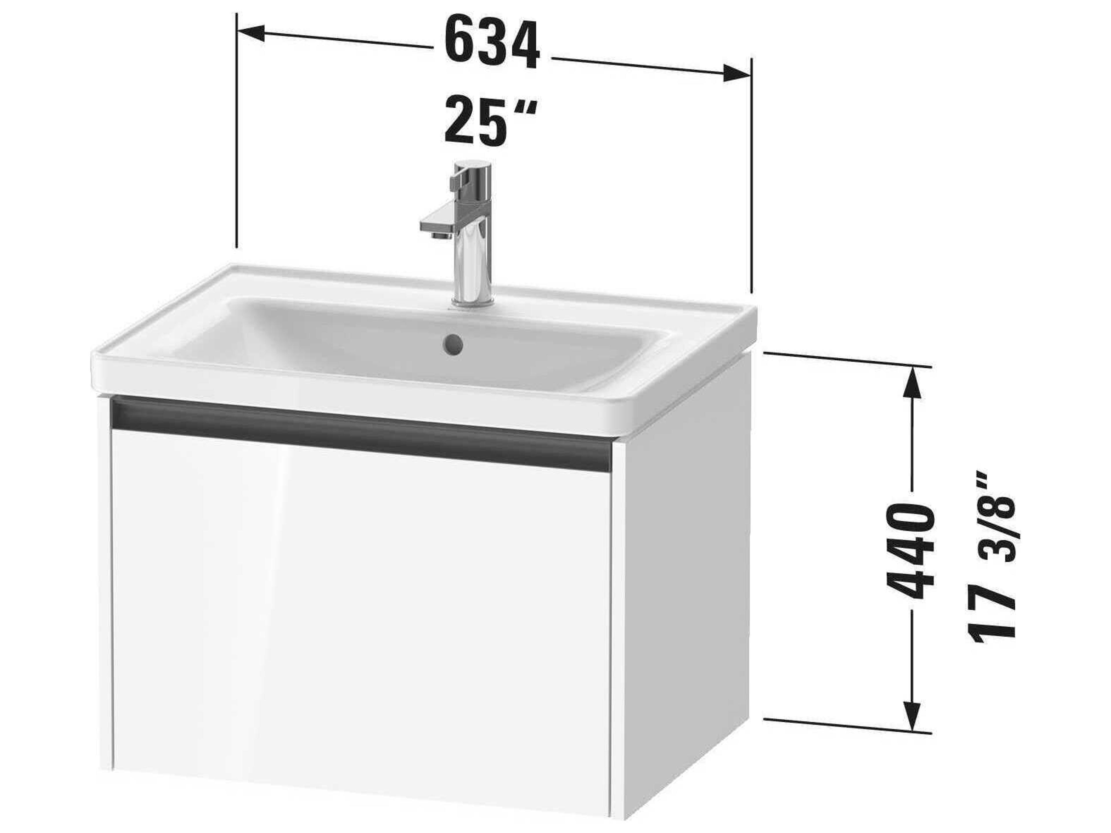Duravit Ketho.2 item 25" Bassalt Matt Wall-Mounted Vanity Unit