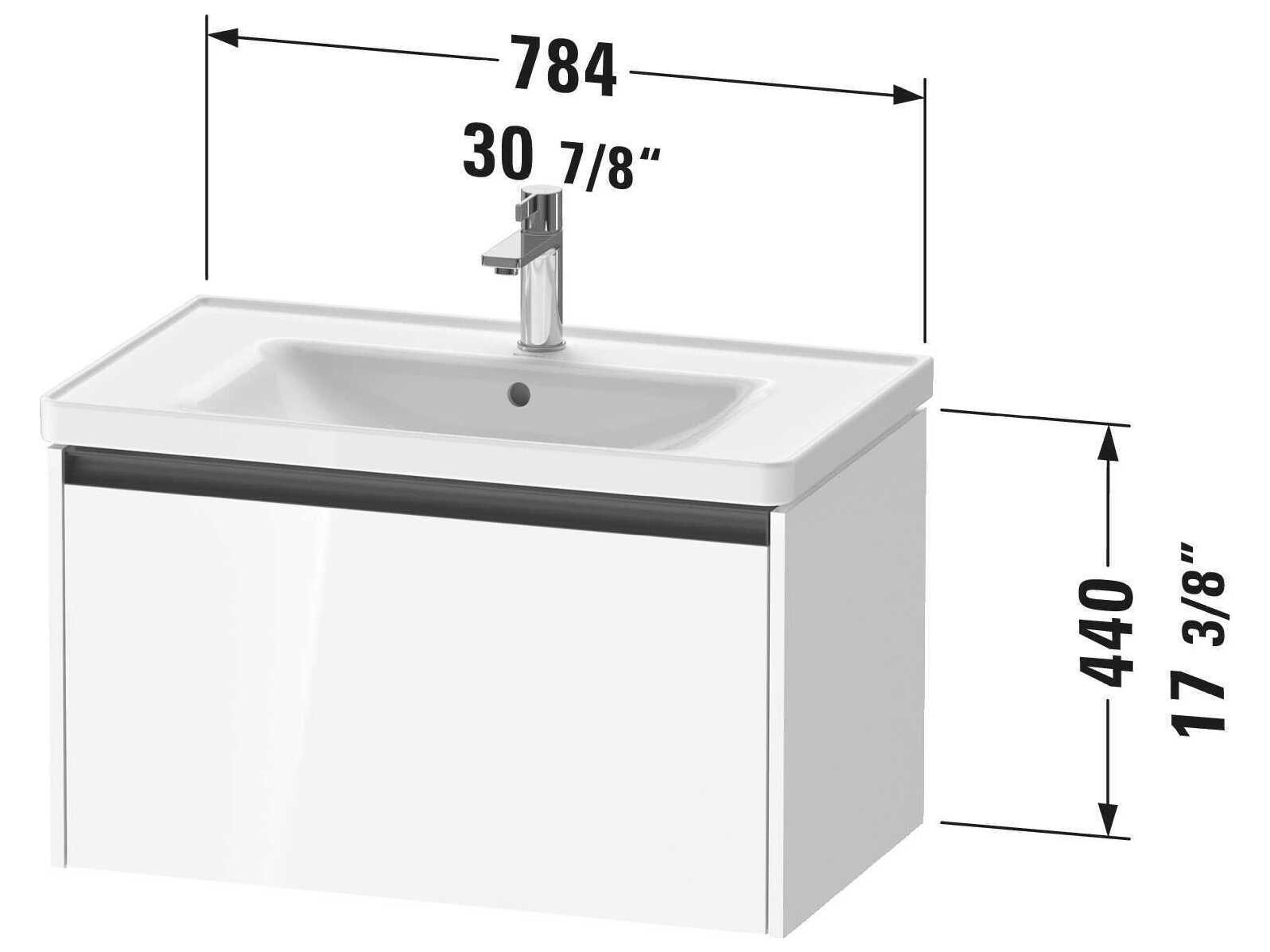Duravit Ketho.2 item 31" White Matt  Wall-Mounted Vanity Unit
