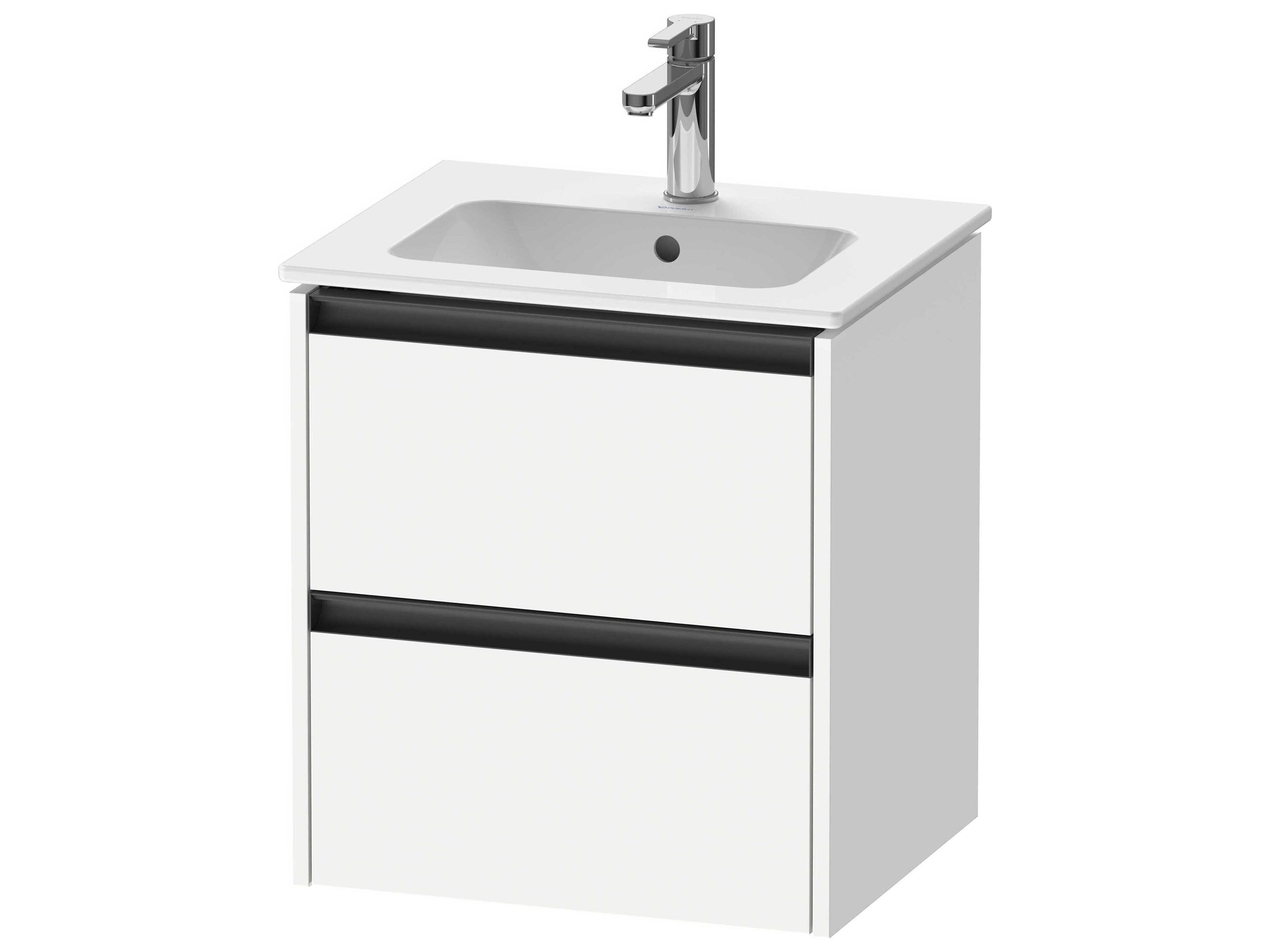 Ketho.2 item 20" Two Drawer White Matt  Wall-Mounted Vanity Unit